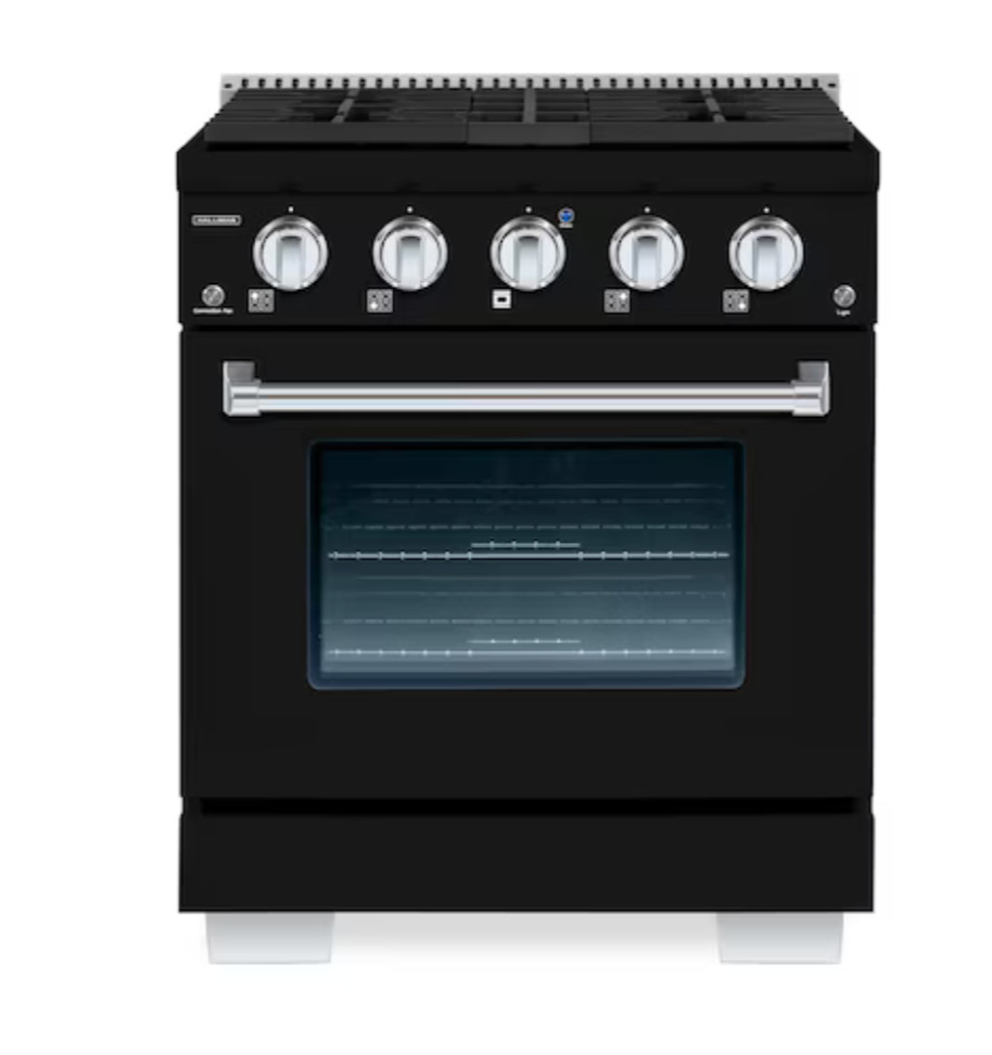 Hallman 30-in Deep 4 burners Convection Oven Freestanding Dual Fuel Range Black Hallman 30-in Deep 4 burners Convection Oven Freestanding Dual Fuel Range Black