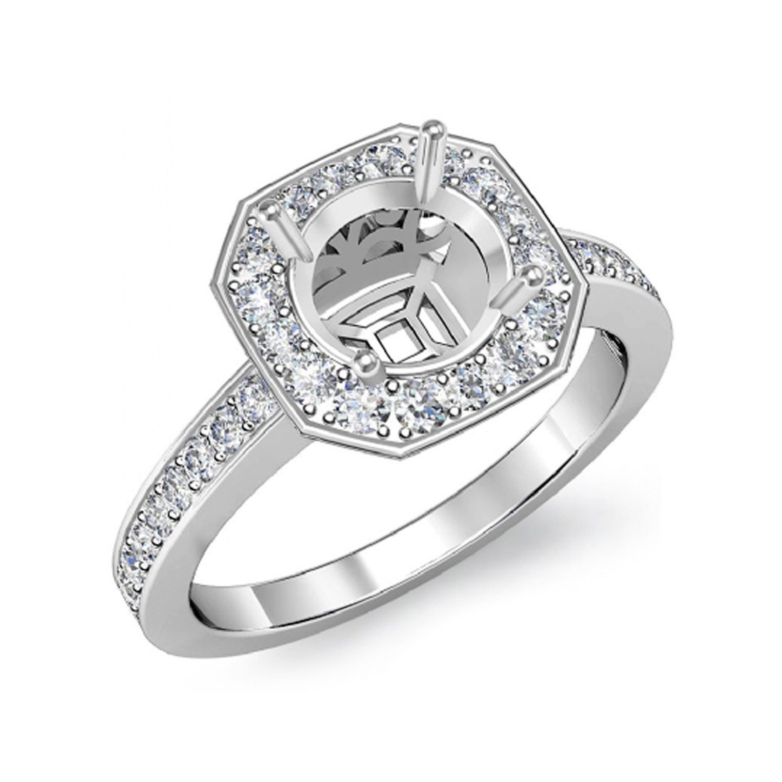 Round 10mm Ring Setting 925 Sterling Silver Semi Mount Women Engagement Ring