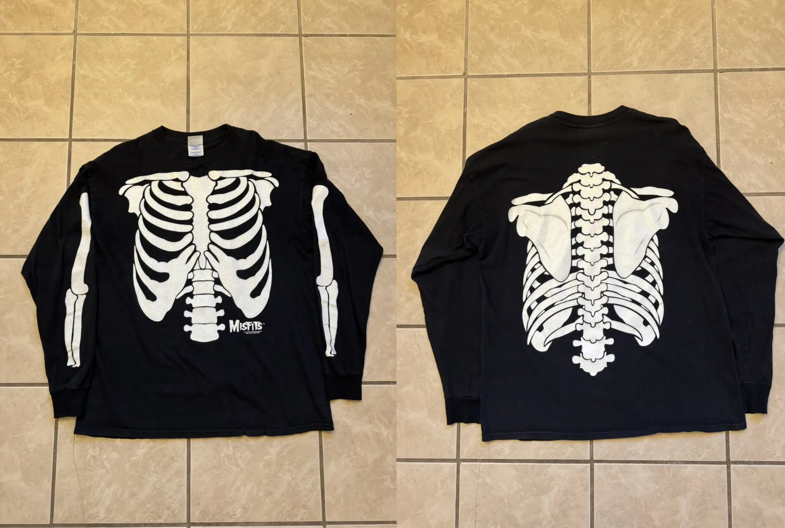 Misfits Shirt Skeleton Punk Band Tour Glow In Dark 1997