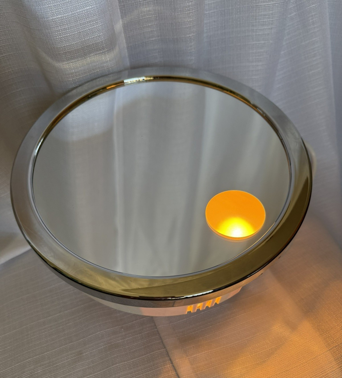 BACI by REMCRAFT vintage MCM lighted vanity tabletop mirror white/chrome - WORKS BACI by REMCRAFT vintage MCM lighted vanity tabletop mirror white/chrome - WORKS