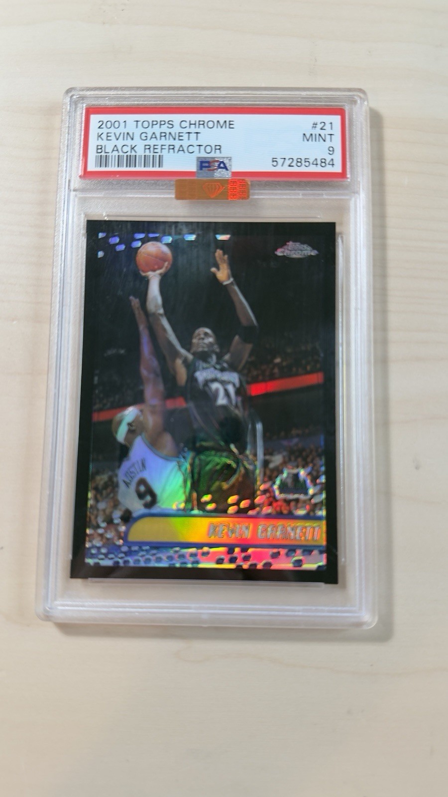 2001-02 Topps Chrome Kevin Garnett #21 Black Border Refractor /50 MBA Bronze
