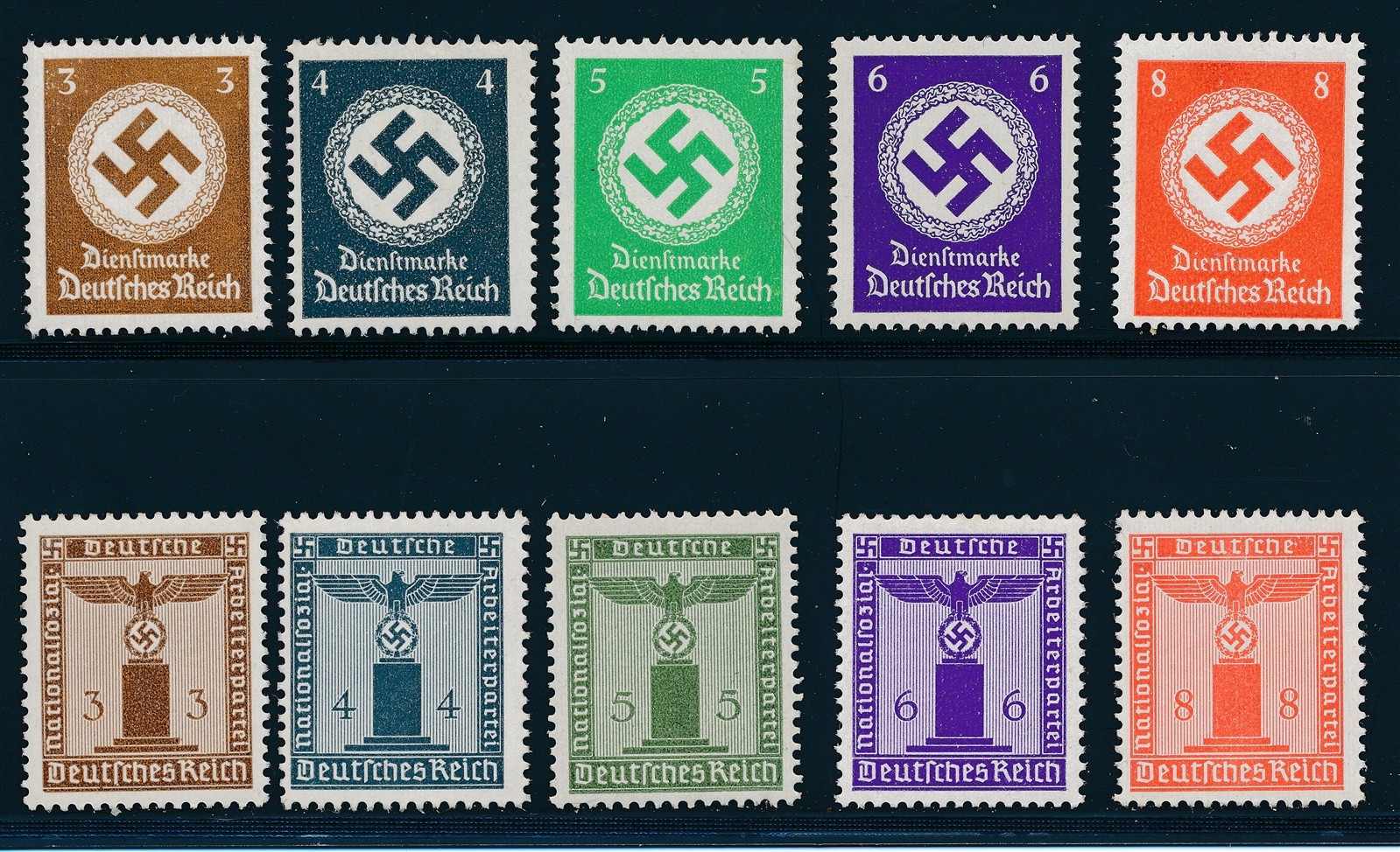 Lot BS Stamp Germany Official WWII War Era Fascism Occupation Eagle MNH 3