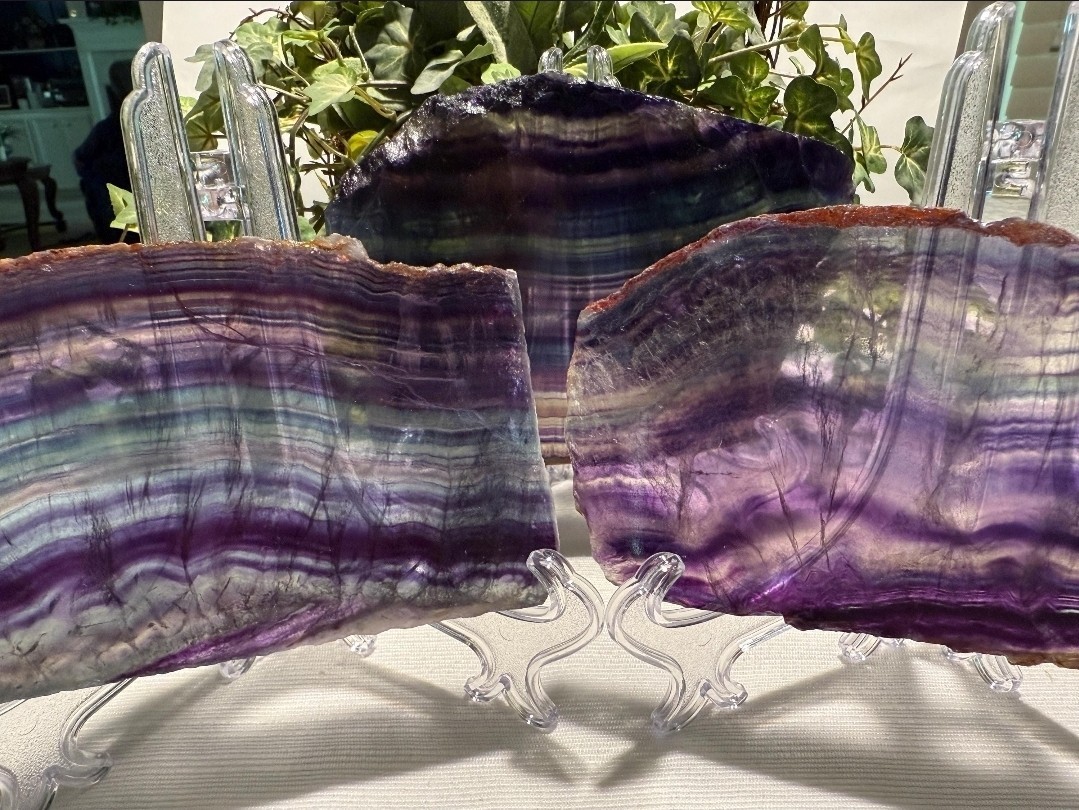 🌈 Natural Rainbow Fluorite Slab 1.3-1.8 lb 🌈  Polished Display Crystal Mineral
