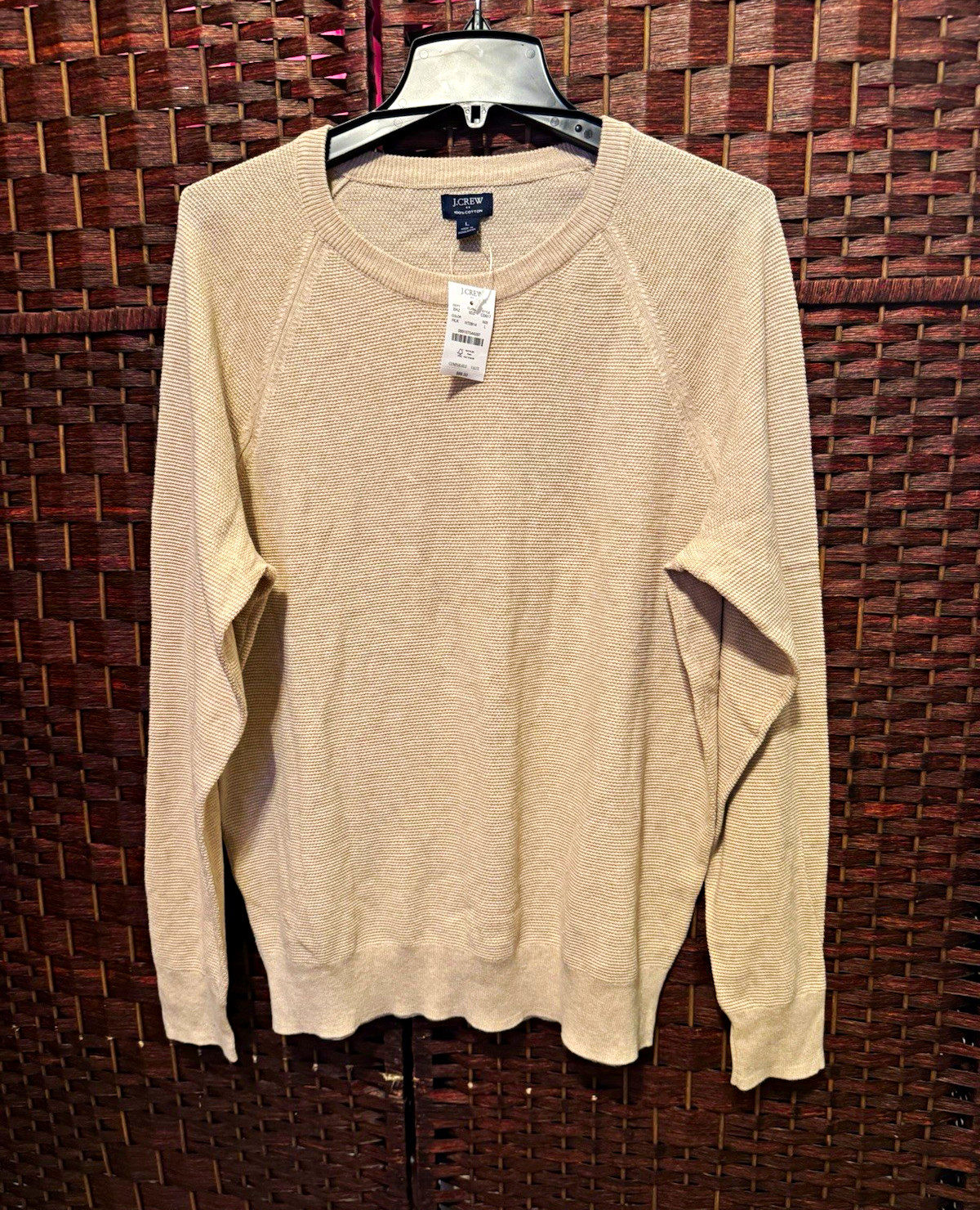 J.CREW Beige Cotton Knit Crewneck Ribbed Pullover Sweater/Women’s Size Large