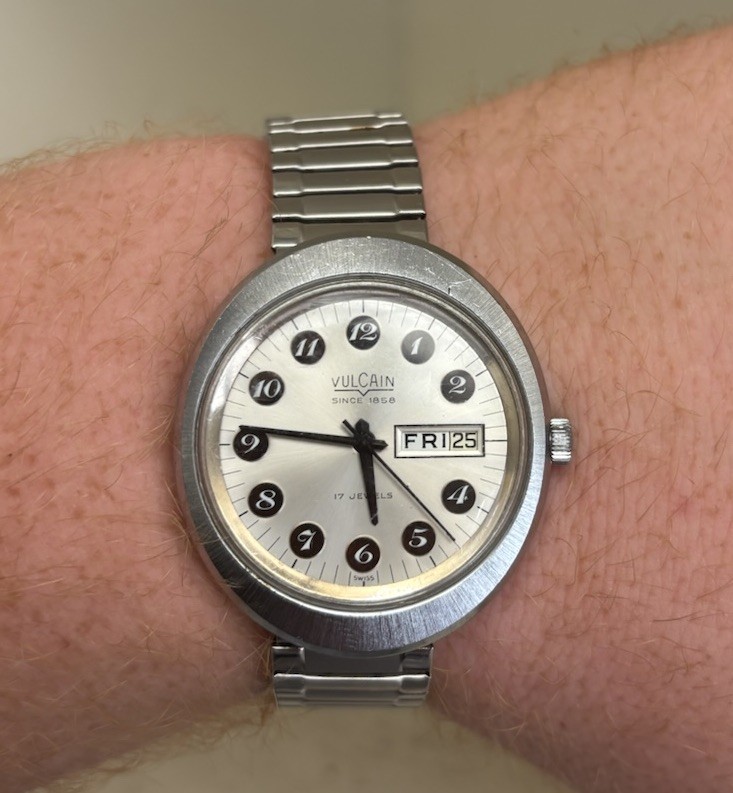 Vulcain Vintage Rotary Dial Oval Case Mens Watch Rare Runs Excellent