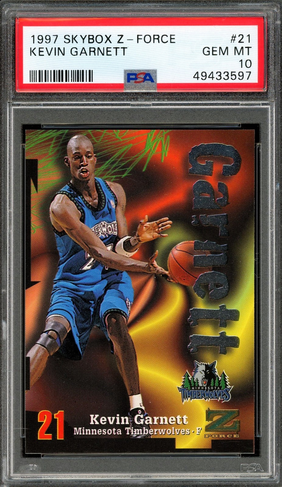 1997-98 Skybox Z-Force - Kevin Garnett #21 - PSA 10 RARE 1997-98 Skybox Z-Force - Kevin Garnett #21 - PSA 10 RARE