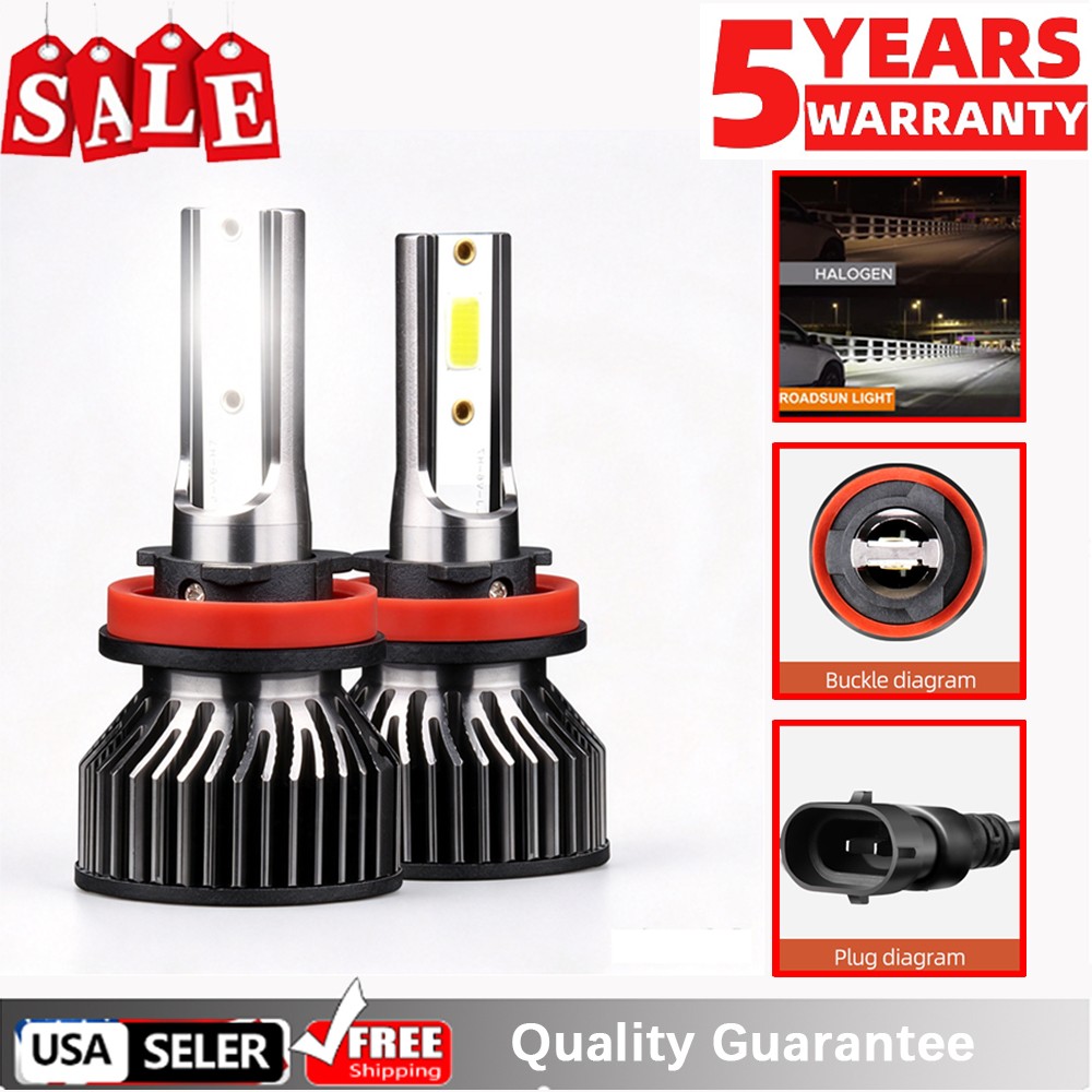 2x 6000k LED Headlight Bulbs H8/H9/H11 Low Beam For Toyota Prius C 2012-2014