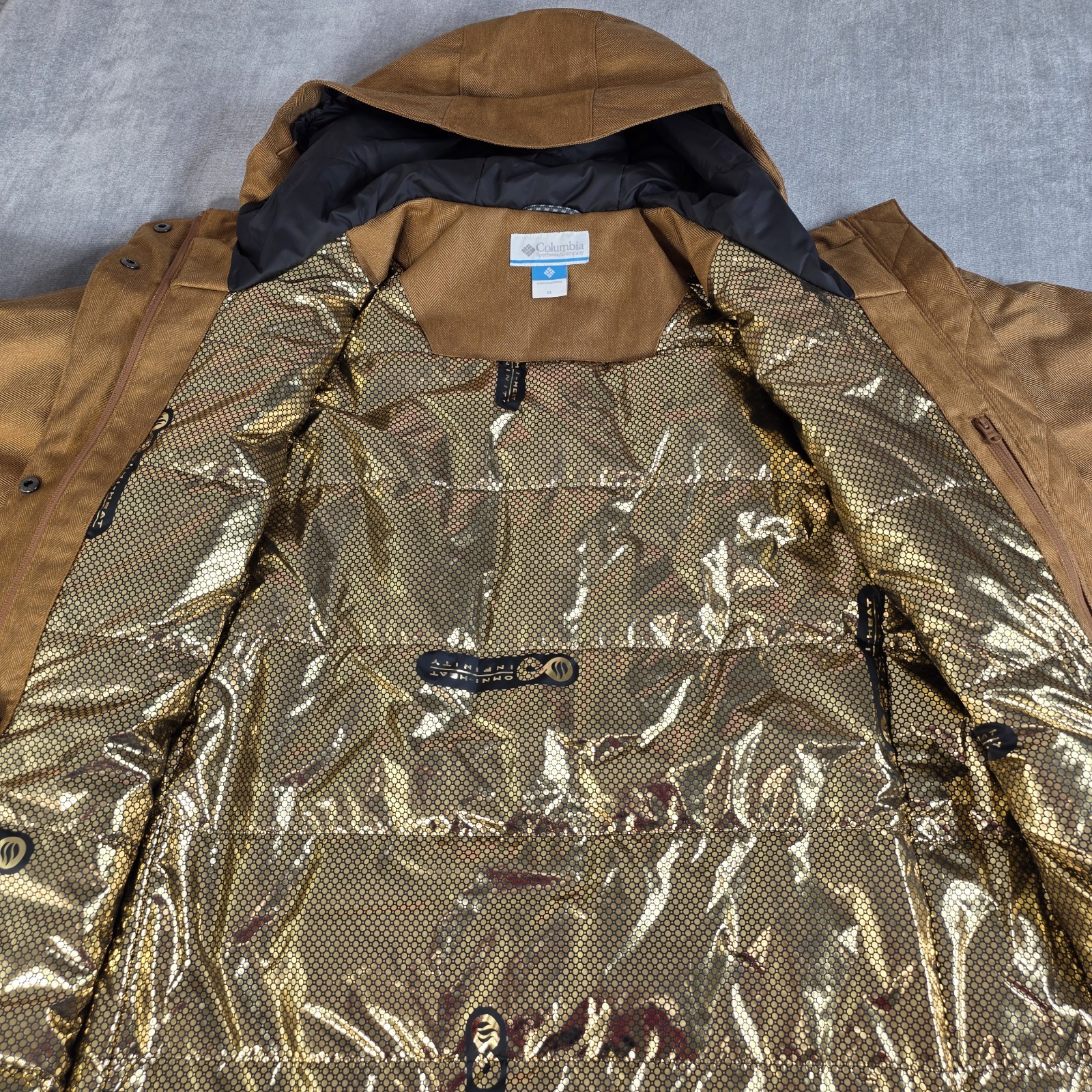Columbia Women’s Portland Point Parka Gold Omni-Heat Infinity Herringbone Large