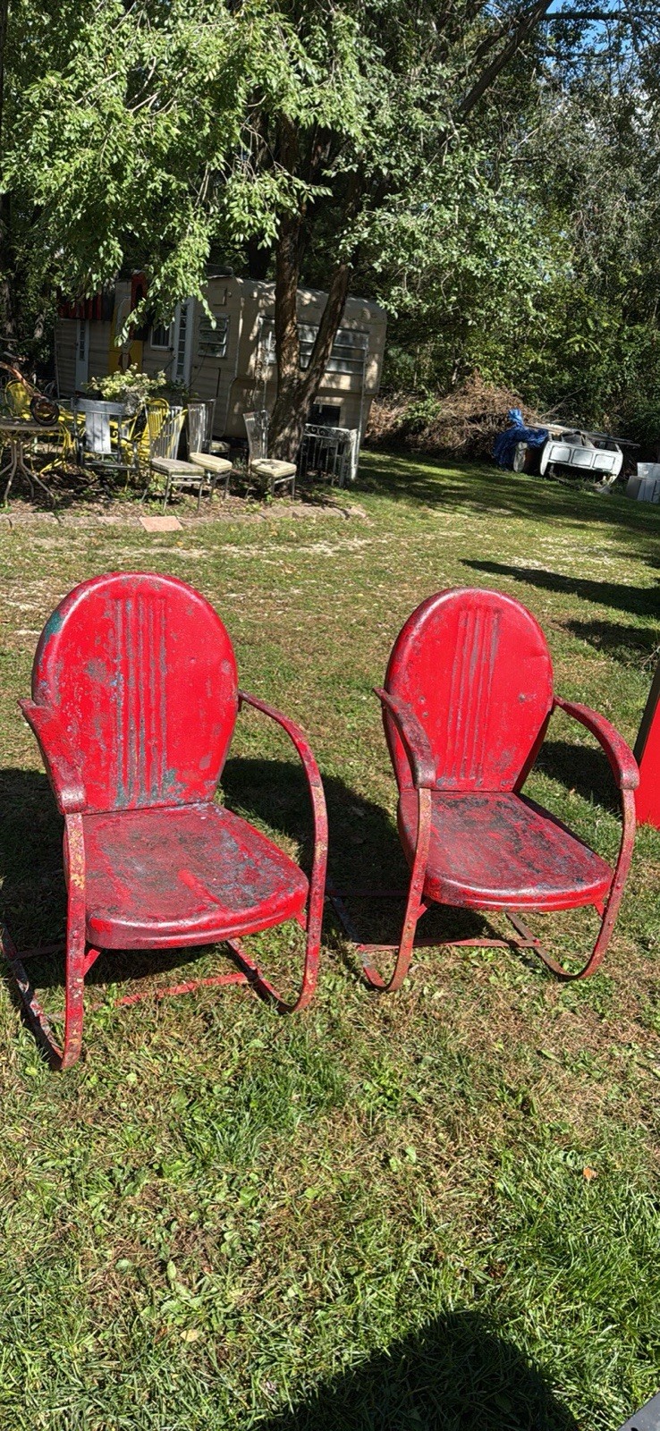 Set Of Vintage Pre WW2 Metal Chairs (2chairs Local pick up Set Of Vintage Pre WW2 Metal Chairs (2chairs Local pick up