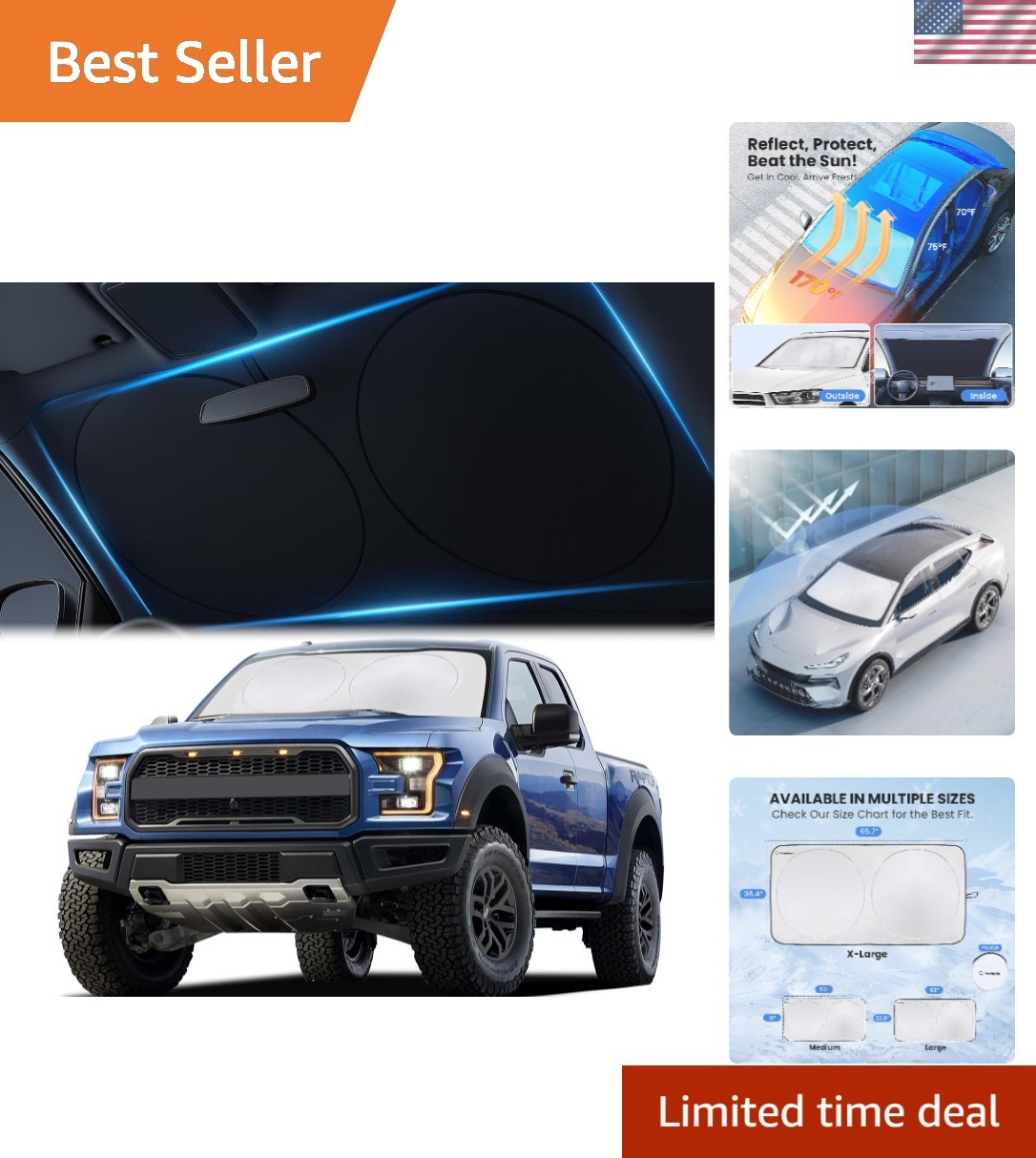 X-Large Car Windshield Sunshade - No-Light-Pass Technology for Ultimate Coolness