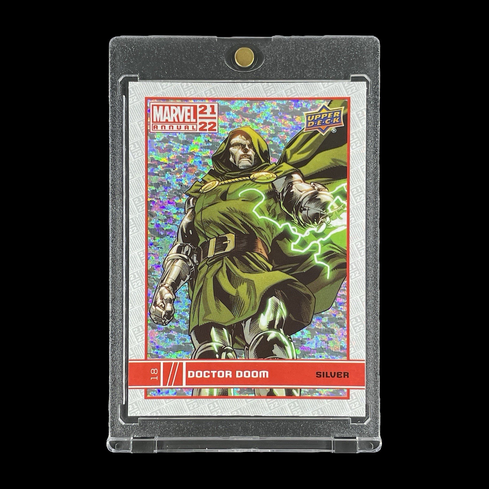 DOCTOR DOOM SILVER SPARKLE FOIL HOLO CARD 2021-22 Upper Deck Insert - Marvel