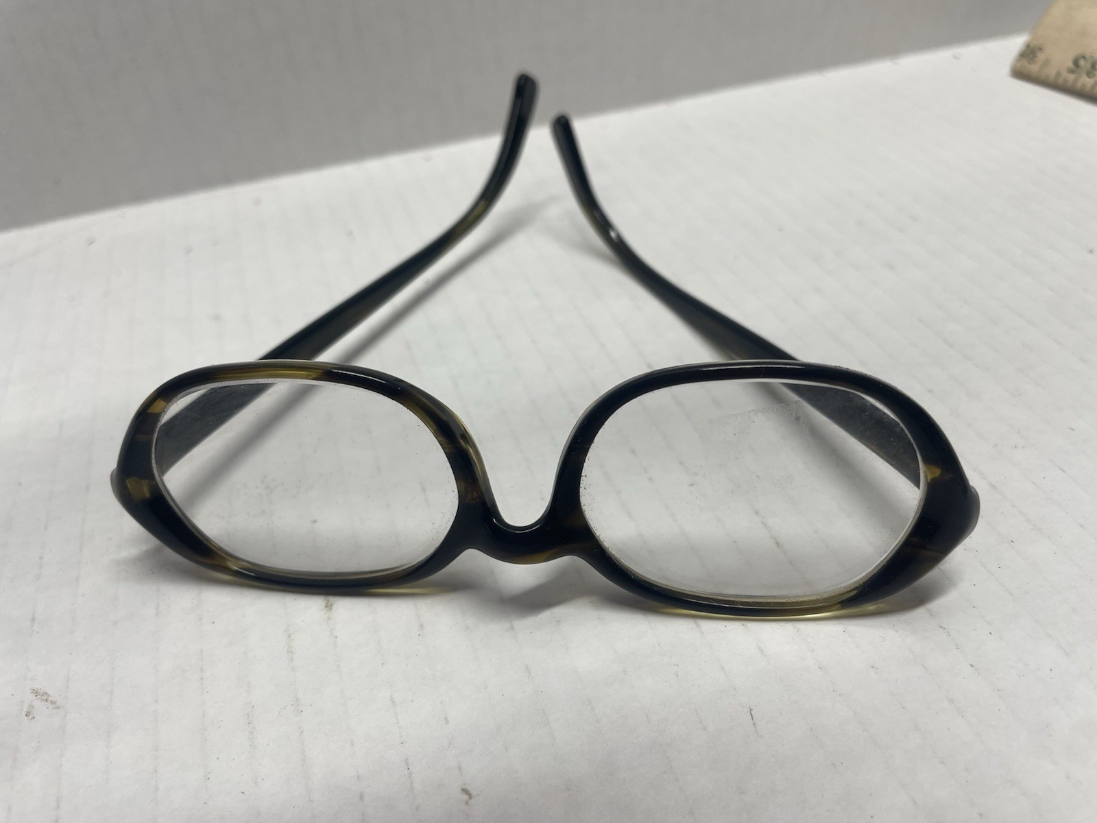 Vintage Bausch and Lomb 5 1/2 Eyeglasses Frames Brown Tortoise Hexagon