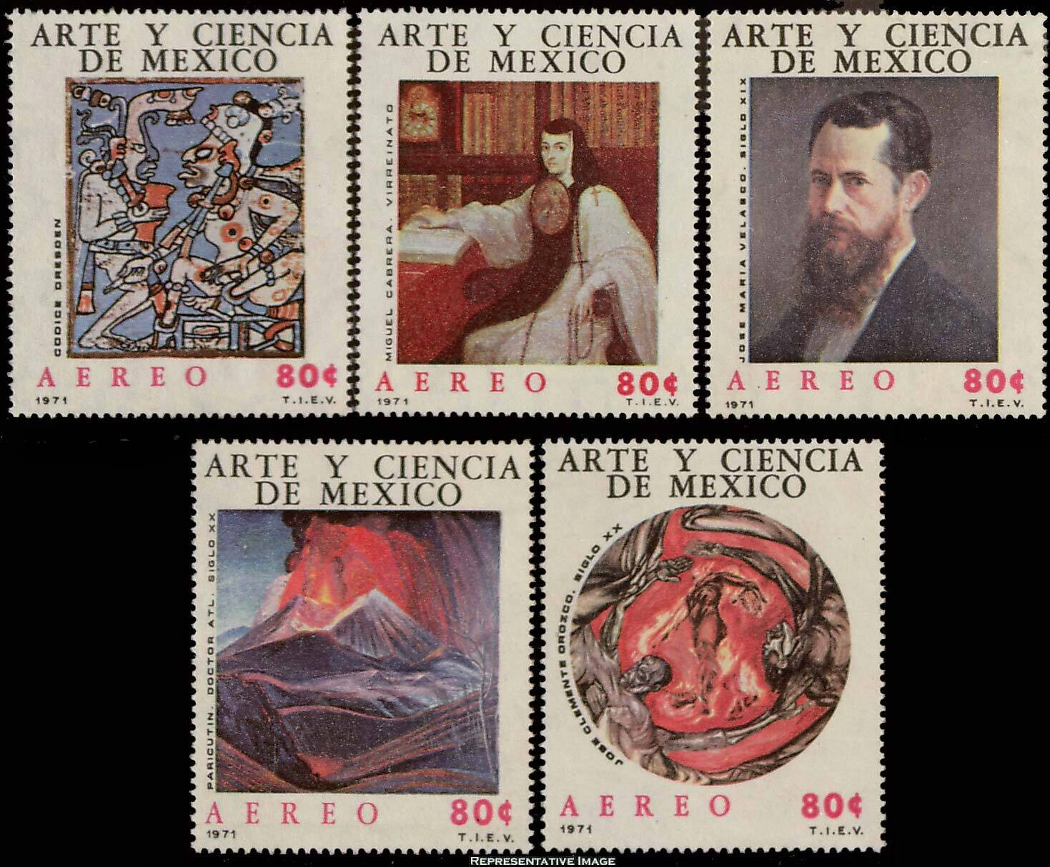 Mexico C380 - 384 Mint NH Complete 1971 Arts & Sciences, Mayan Warriors Mexico C380 - 384 Mint NH Complete 1971 Arts & Sciences, Mayan Warriors