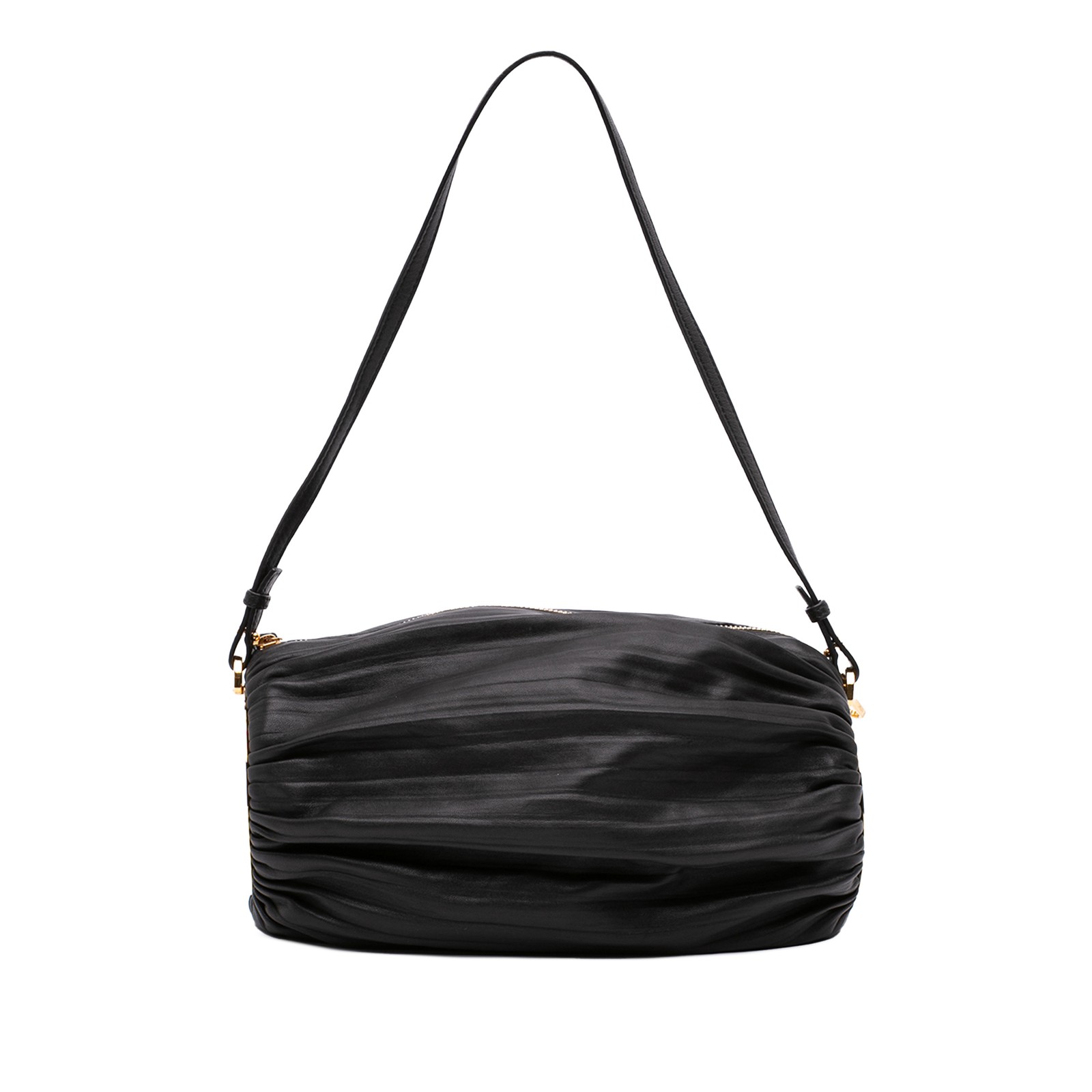 LOEWE Pleated Nappa Bracelet Pouch Pre-Loved Black