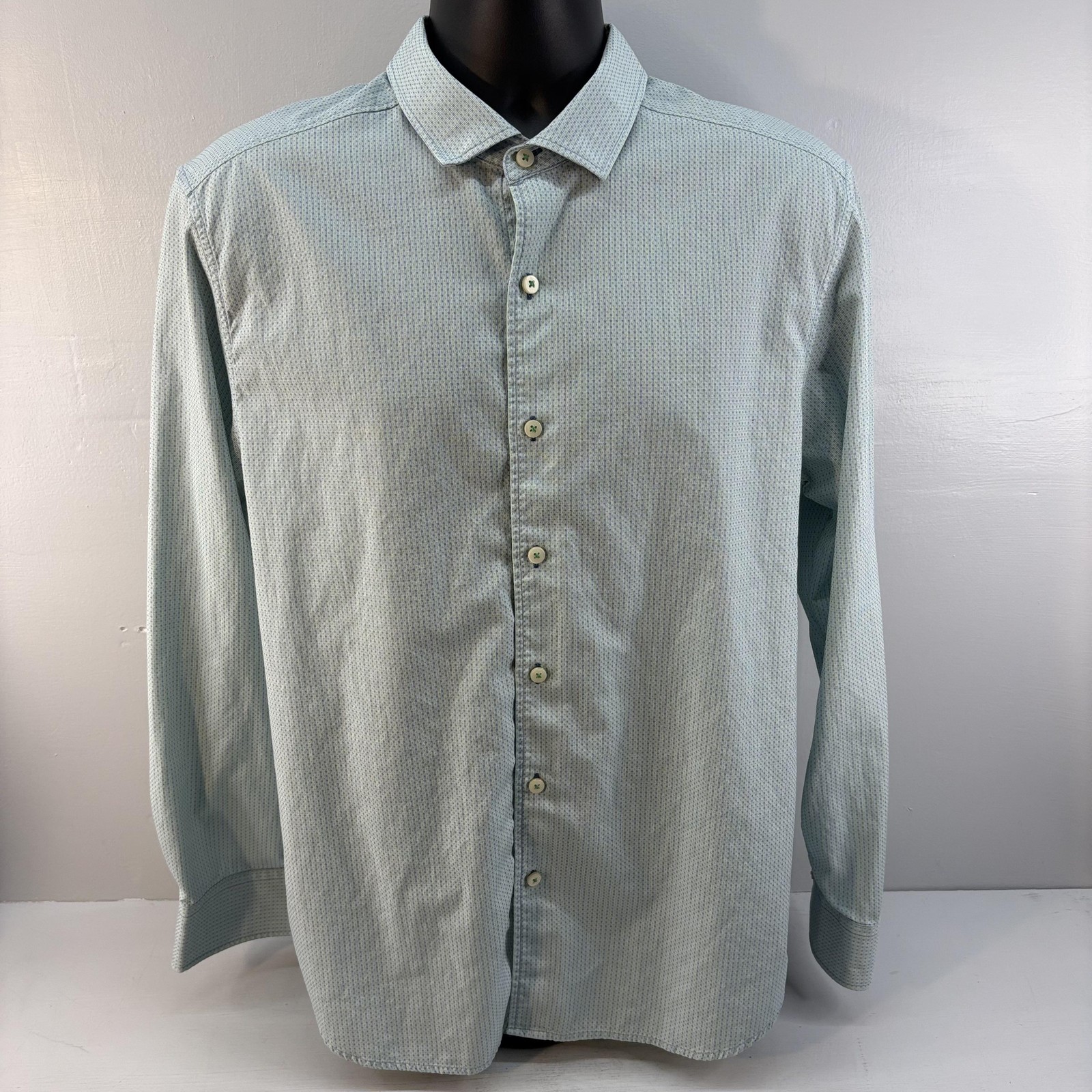 Tommy Bahama Island Modern Shirt Mens Large Green Stripe Long Sleeve Button Up