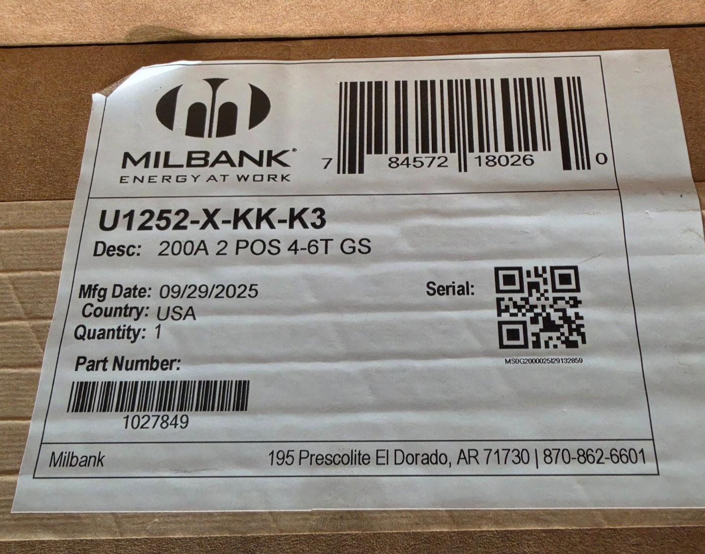 Milbank U1252-X-KK-K3 200A 2-Gang Meter Socket