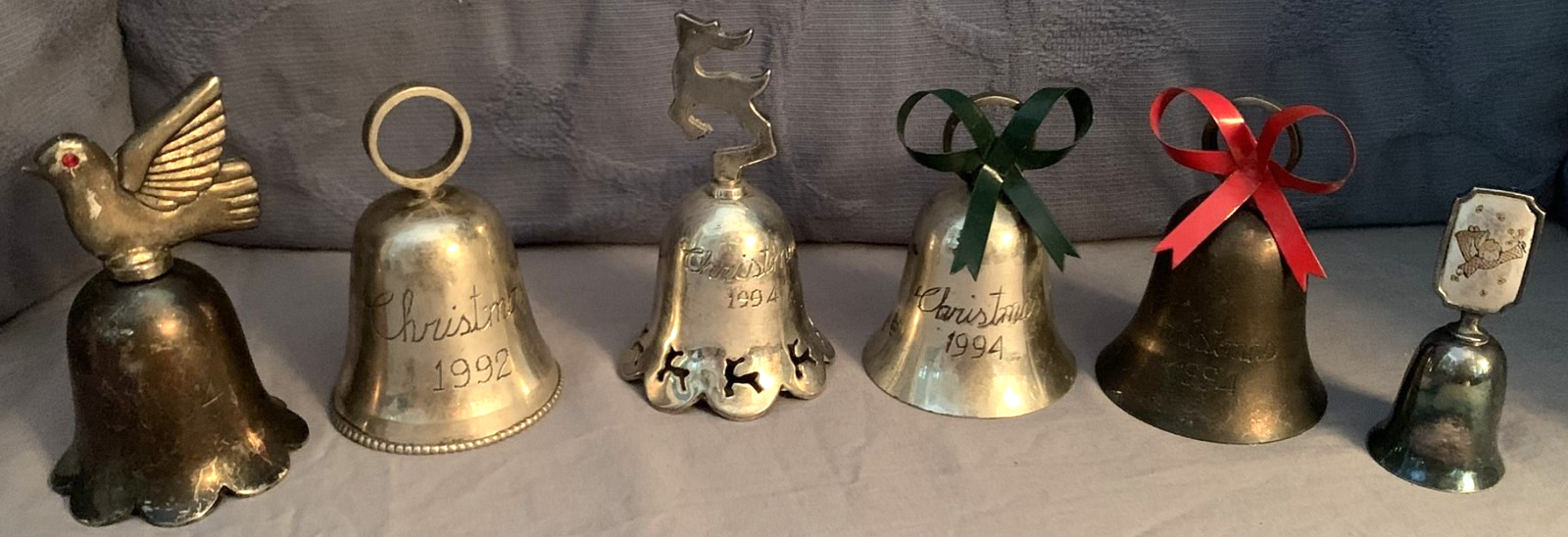 Great Group  6  Vintage  Silverplate  Christmas  Bells   International Silver...