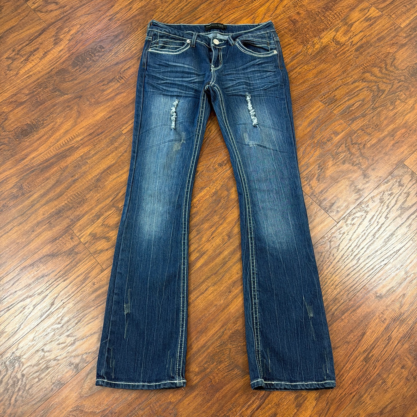 Twenty One Black Jeans Womens 8 Boot Cut Low Rise Dark Wash Stretch Denim 29x34