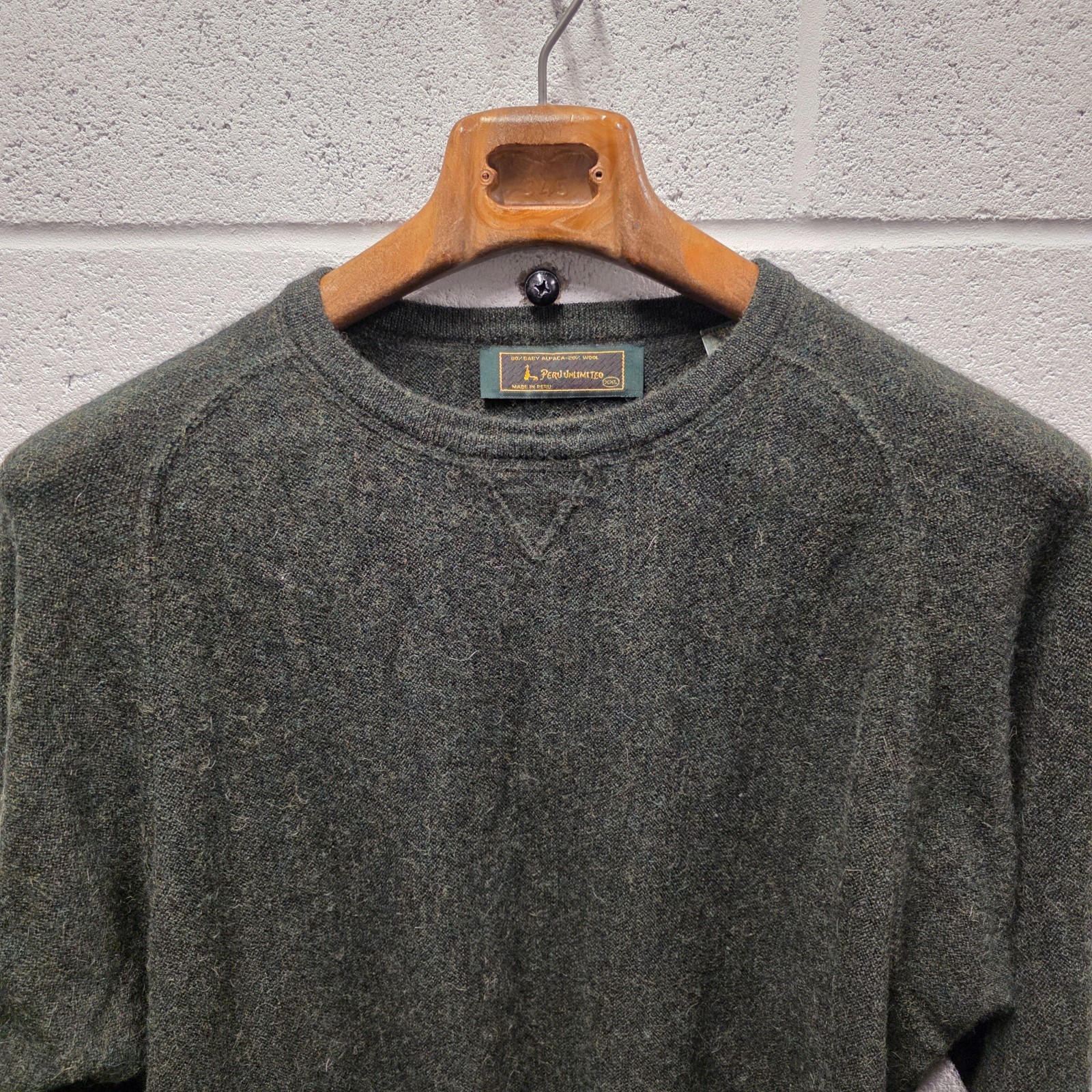 PERU Unlimited XXL 2XL Green  80% BABY ALPACA 20% WOOL Knit Crewneck Sweater