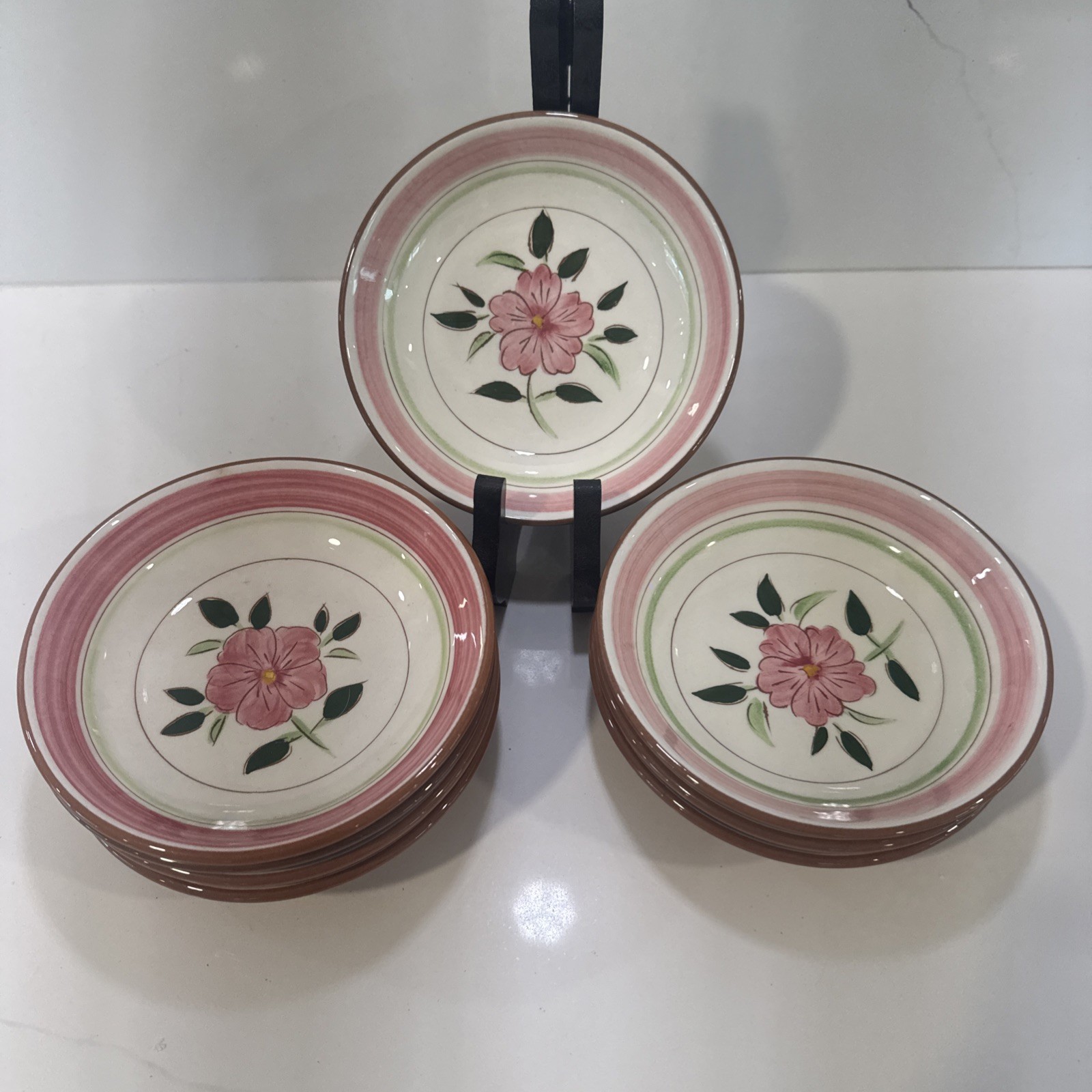 Set Of 8 Vintage Stangl Pottery 5.5in Bowls Wild Rose
