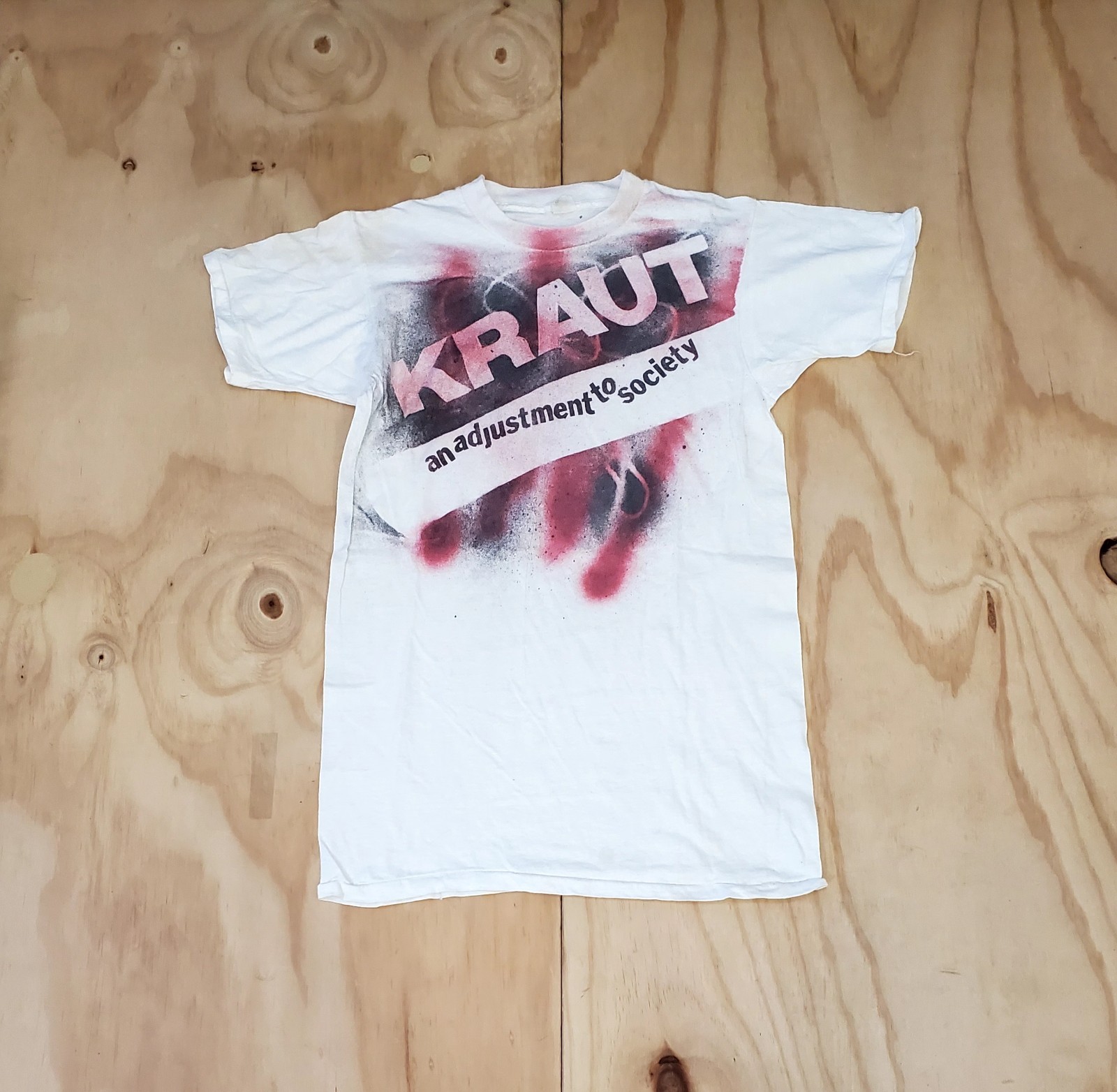 Vtg Rare 80\'s Kraut NYC Punk Hardcore Adjustment To Society Tape Shirt Men\'s L Vtg Rare 80\'s Kraut NYC Punk Hardcore Adjustment To Society Tape Shirt Men\'s L