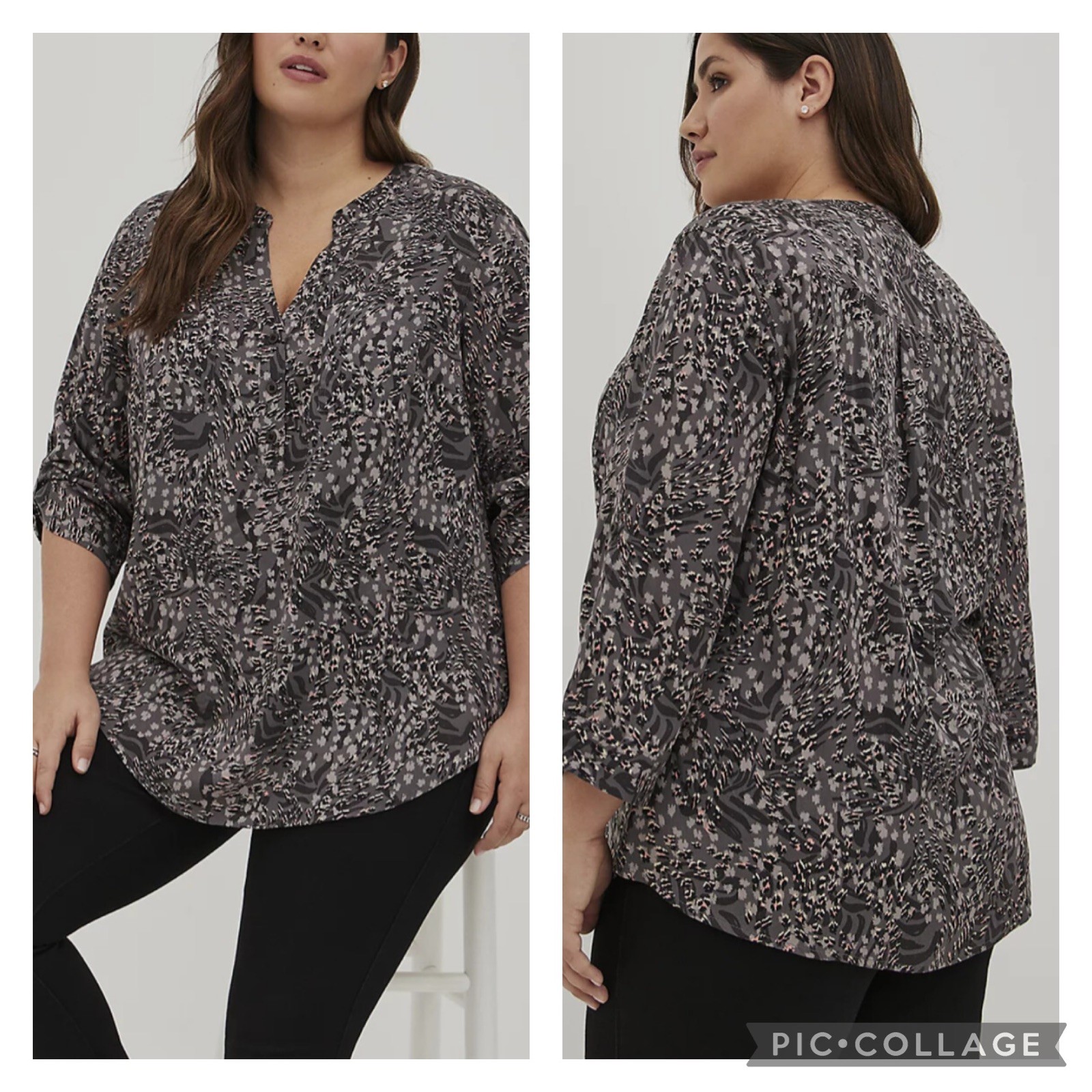 Torrid Harper Blouse Gray Pink Leopard Print NEW Plus Size 4X Torrid Harper Blouse Gray Pink Leopard Print NEW Plus Size 4X