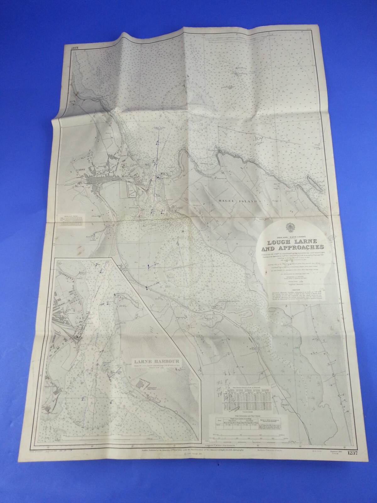 1960 Lough Larne & Approaches Ireland East Coast Nautical Marine Boating Map