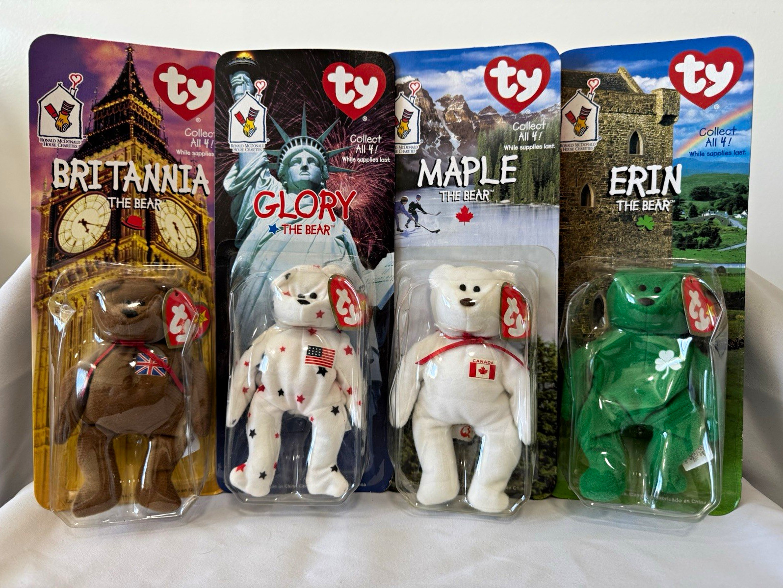 Ty McDonald\'s Teenie Beanie Babies International Bears Set of 4 1999