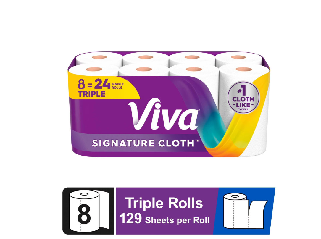Viva Signature Cloth Paper Towels, 8 Triple Rolls, 129 Sheets per Roll Viva Signature Cloth Paper Towels, 8 Triple Rolls, 129 Sheets per Roll
