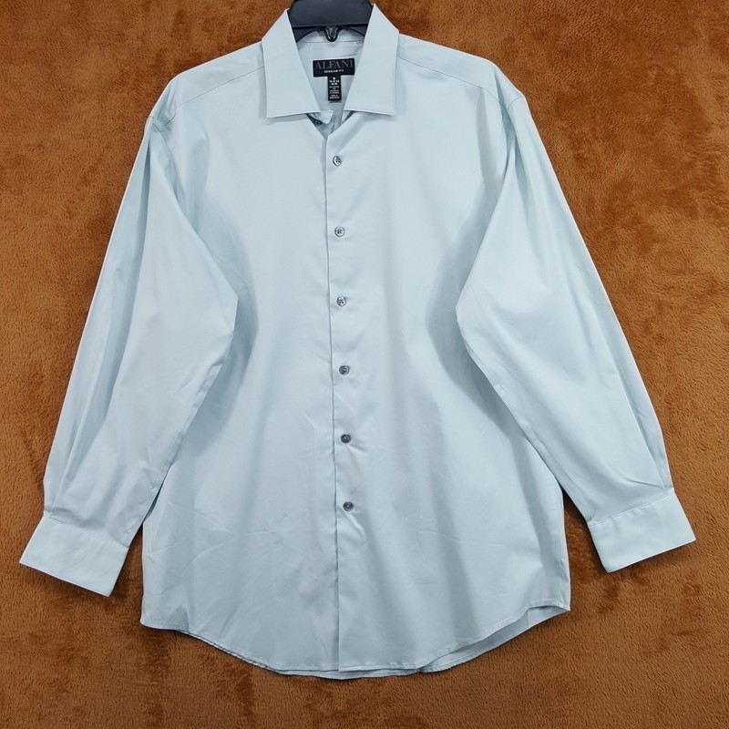 ALFANI Dress Shirt Mens Size 15 15.5 32 33 Pale Blue Regular Fit Stretch ALFANI Dress Shirt Mens Size 15 15.5 32 33 Pale Blue Regular Fit Stretch