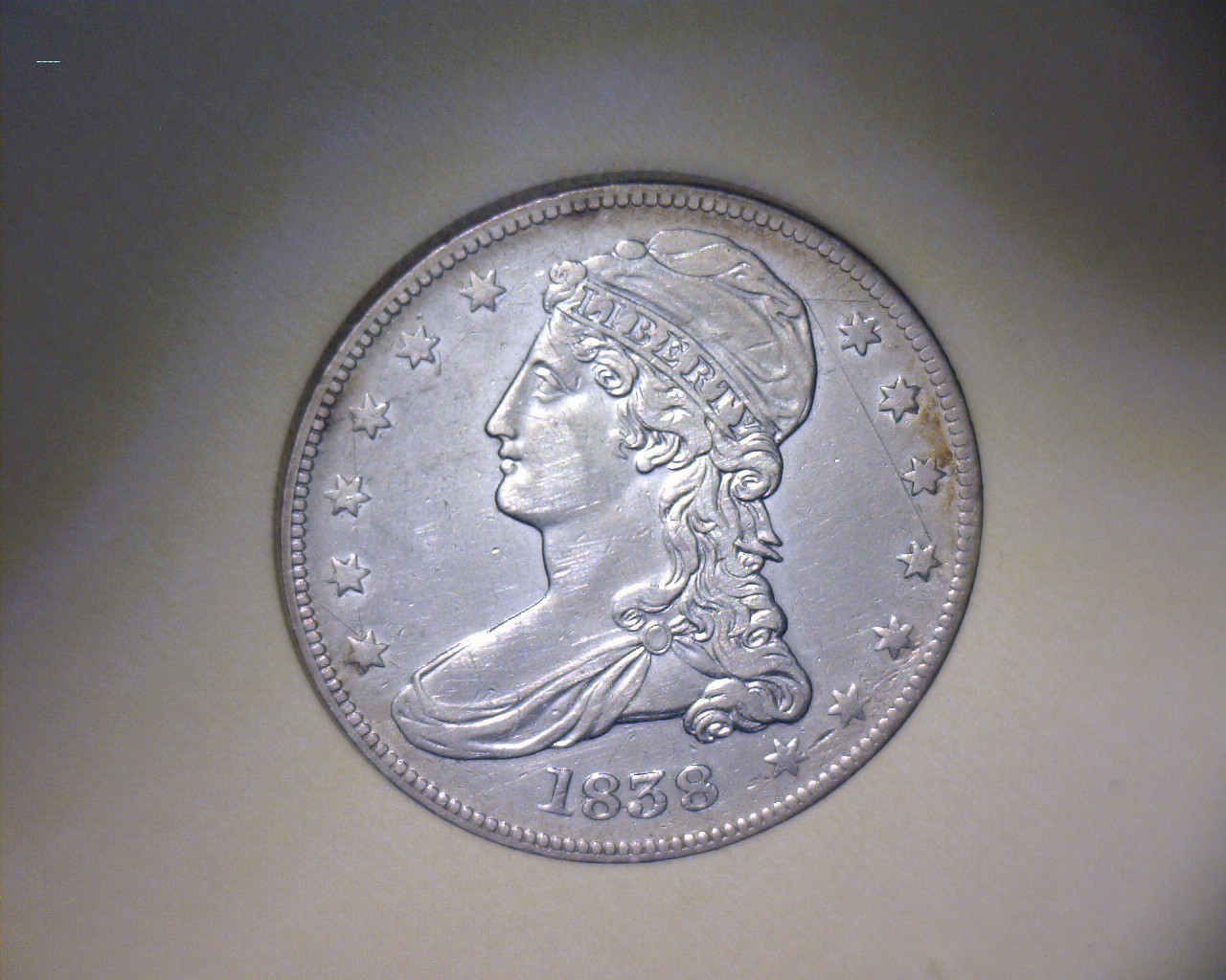 1838 CAPPED BUST HALF DOLLAR🌟REEDED EDGE 🌟90% SILVER🌟A/U DETAIL (CLEANED)