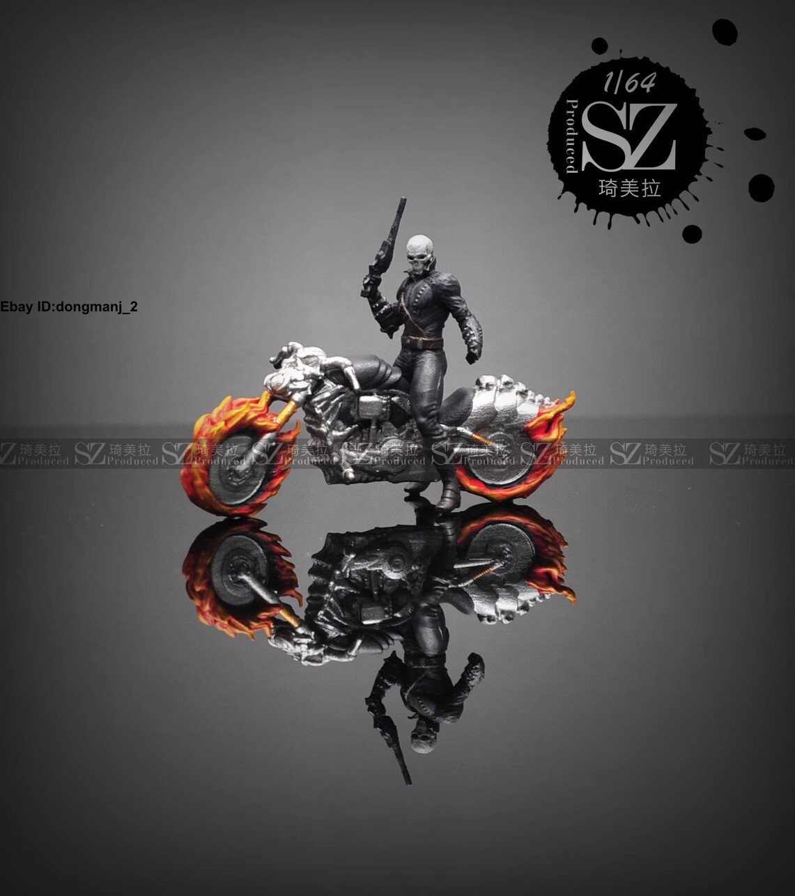 1/64 Ghost Rider Motorcycle Scene Prop Miniture Figure Doll Fit Car Vehicles Toy