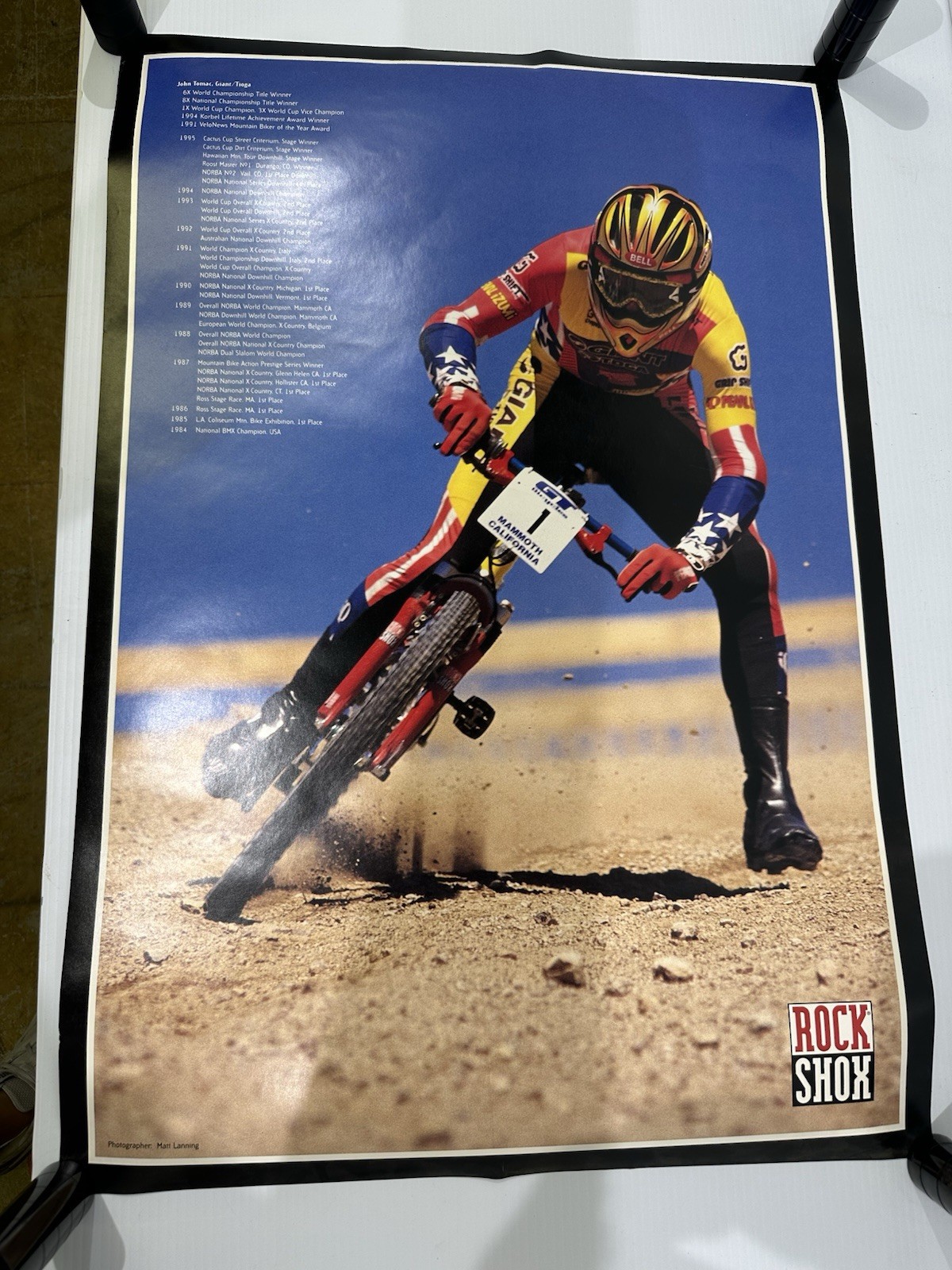 Vintage John Tomac RockShox Poster 32x22 Giant Tioga Mountain Bike Racing MTB
