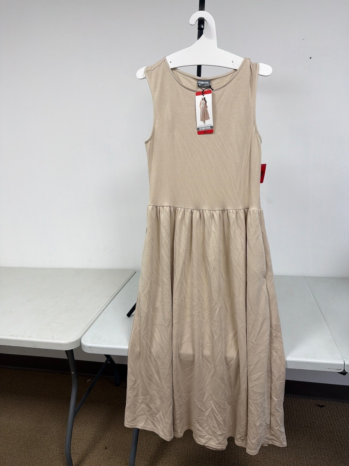32 Degrees Cool Beige Sleeveless Midi Dress 0018