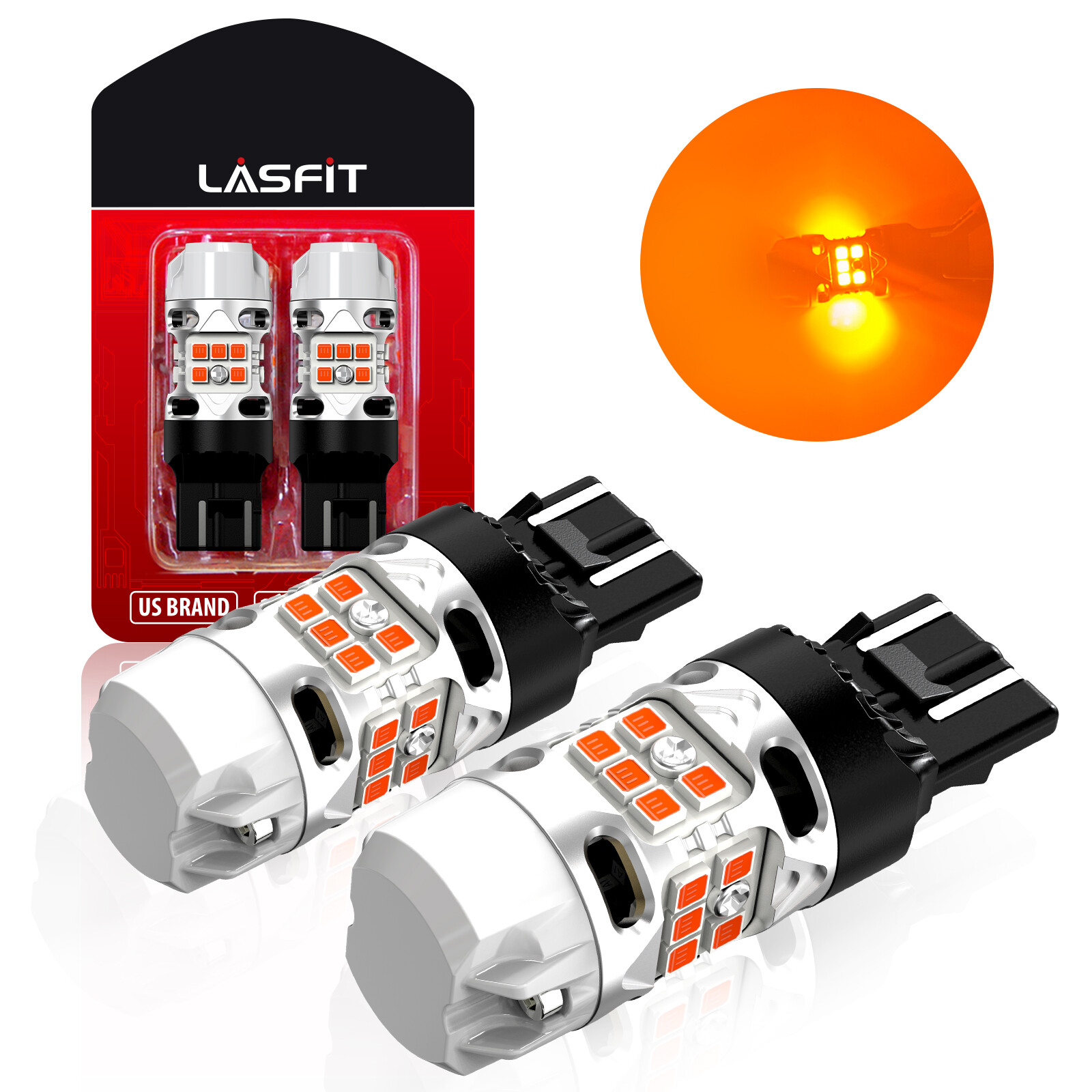 Lasfit Amber 7443 7440 LED Front Turn Signal Blinker Light Bulbs No Hyper Flash