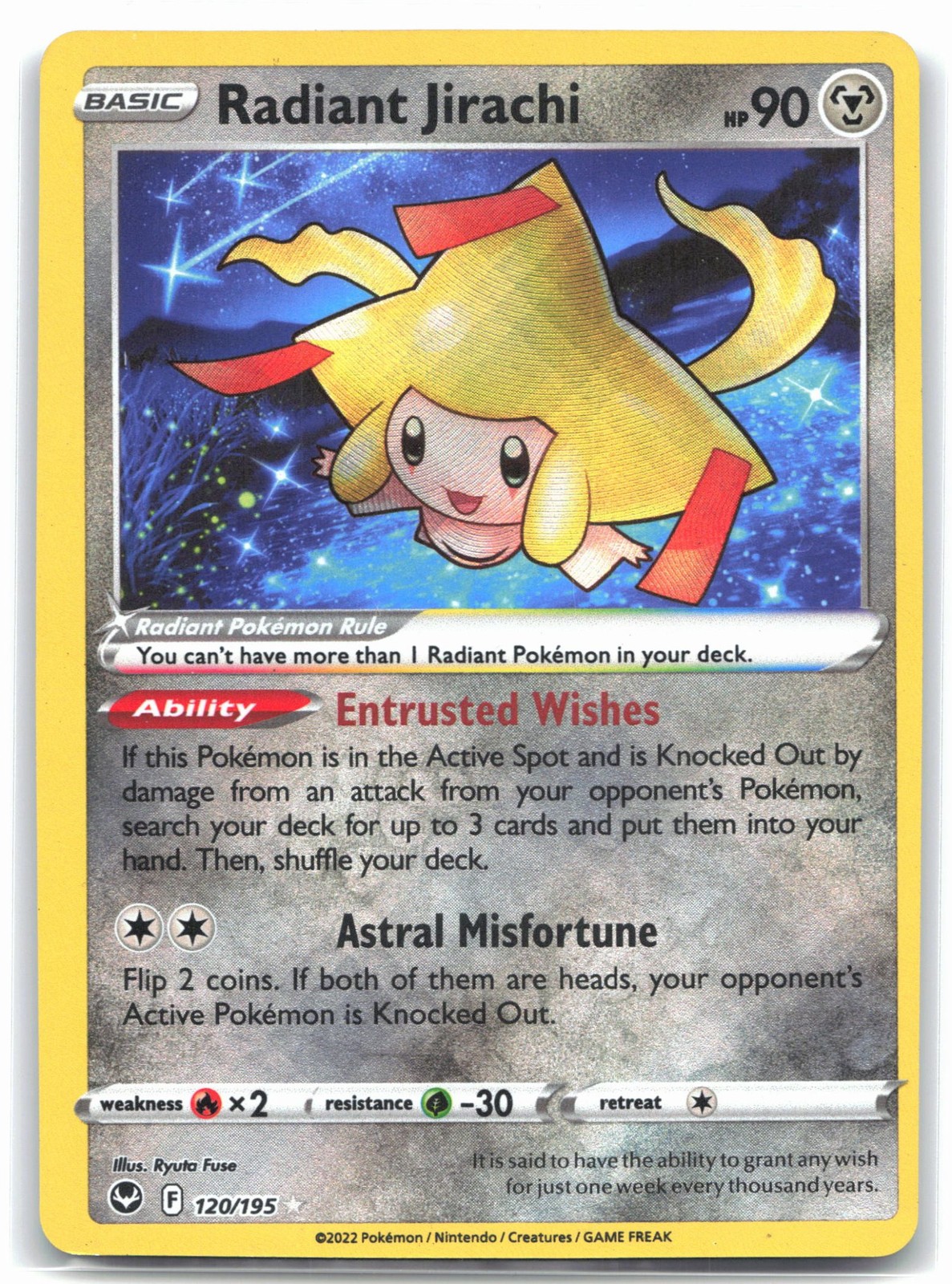 Radiant Jirachi 120/195 Holo SWSH12: Silver Tempest Pokemon RdR EN LP