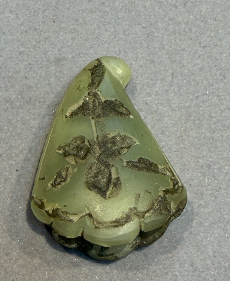 Antique Mughal Jade Pendant Floral Carved Indian Jade Haldili Rare Islamic Art