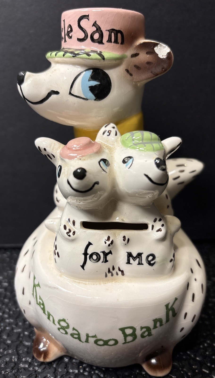 VTG Holt Howard Kangaroo $ For Uncle Sam For Me Coin Bank Japan Ceramic Kitsch