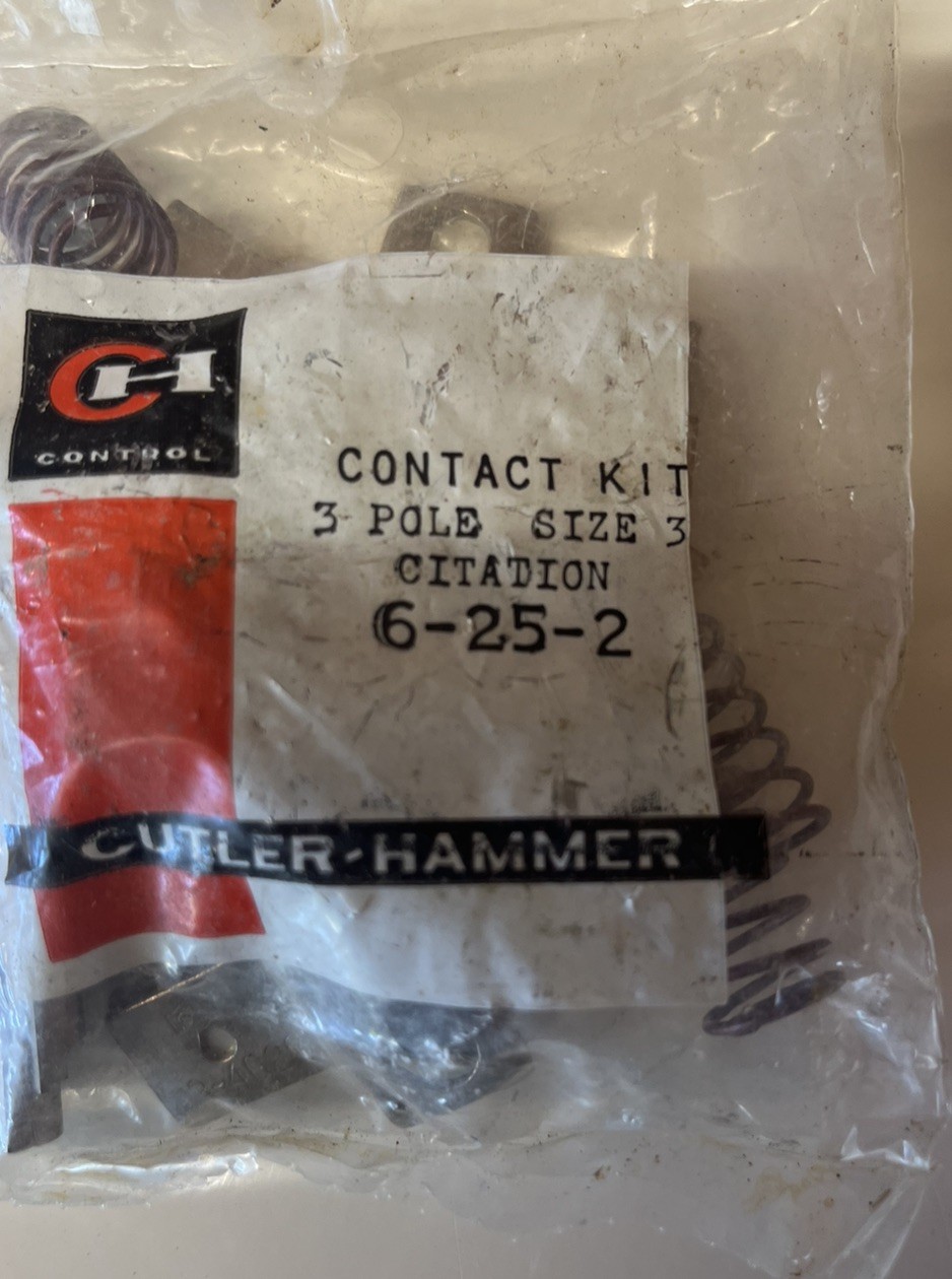 NOS Eaton Cutler-Hammer 6-25-2 Contact / Assembly Kit 3-Pole Size 3 Citation NOS Eaton Cutler-Hammer 6-25-2 Contact / Assembly Kit 3-Pole Size 3 Citation