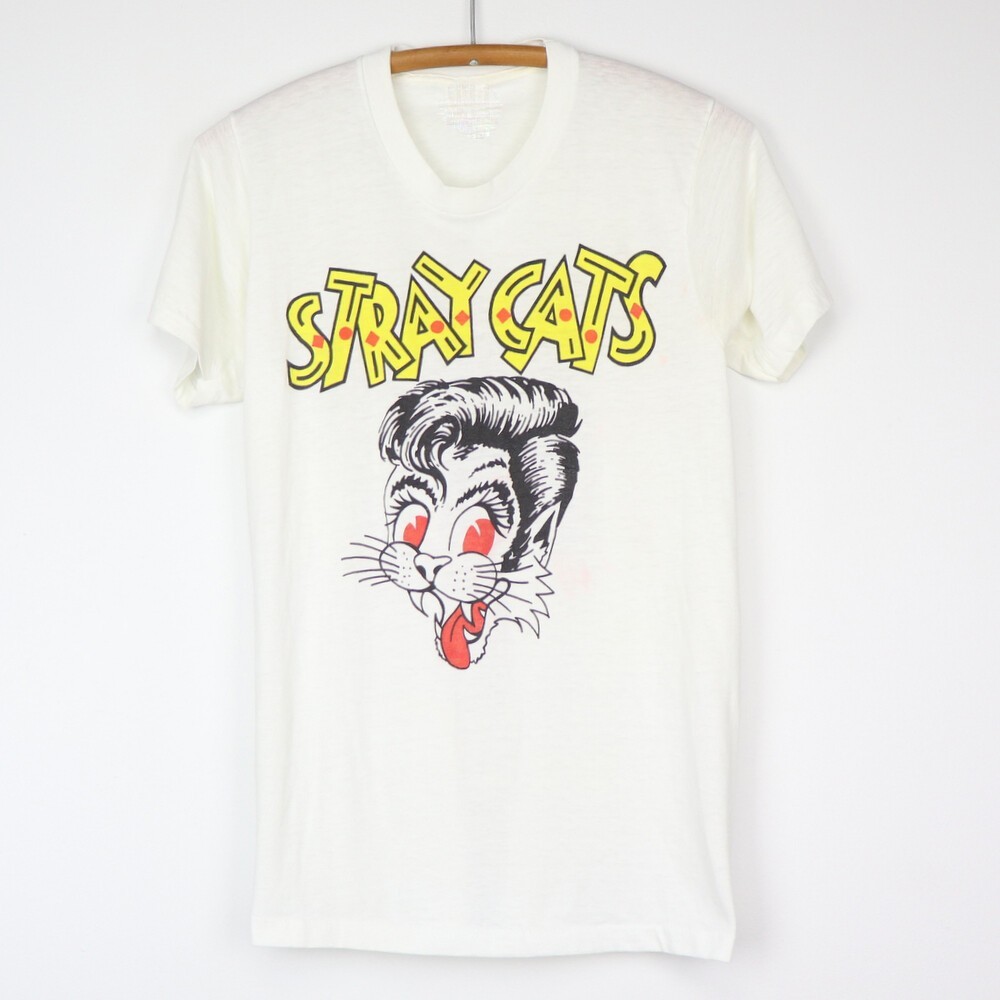 Vintage Stray Cats Gift Family Cotton White All Size Unisex Classic Shirt