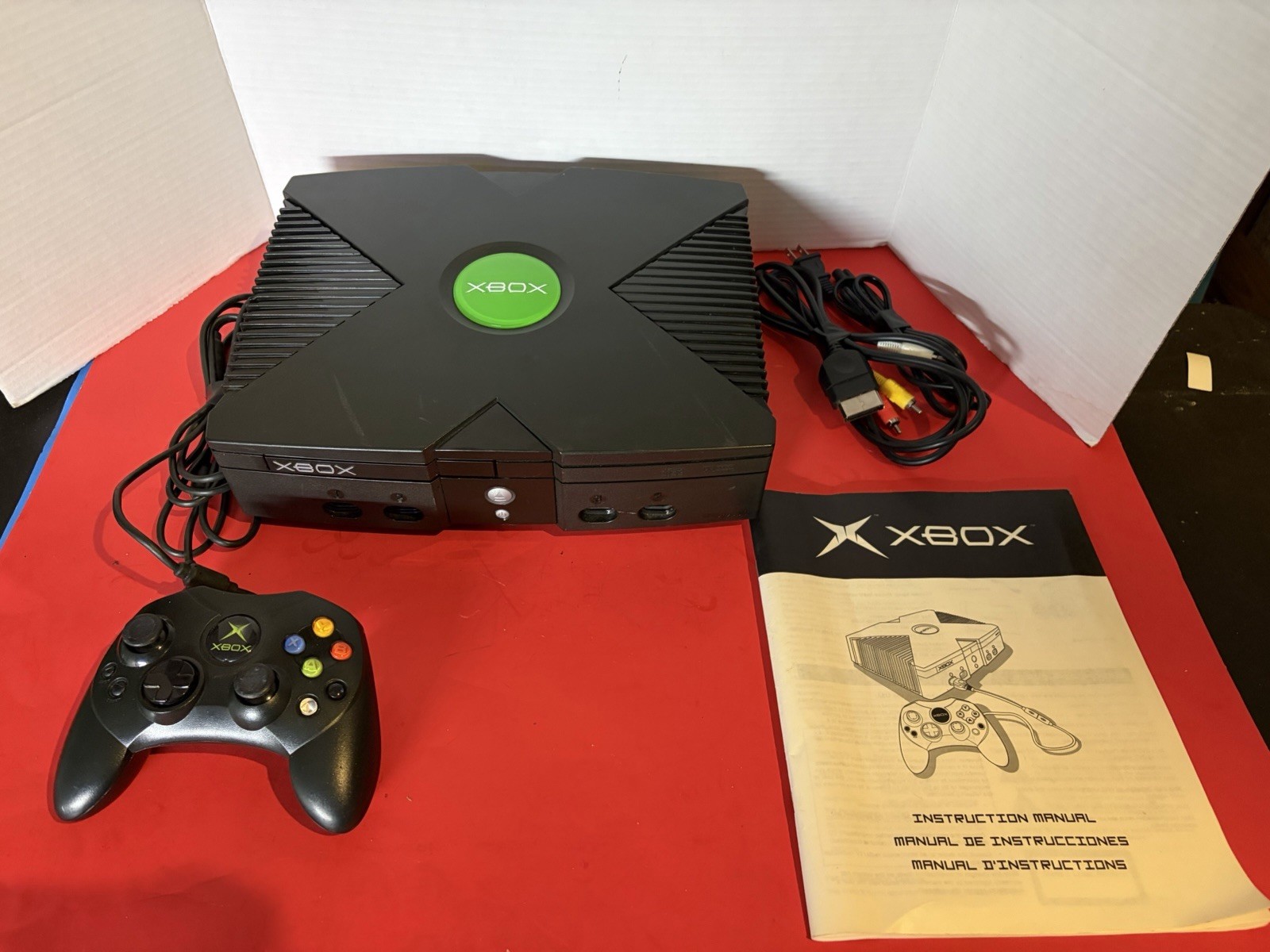 Xbox Original Console OEM Controller Power/Av Cables Cleaned Tested Works V 1.0