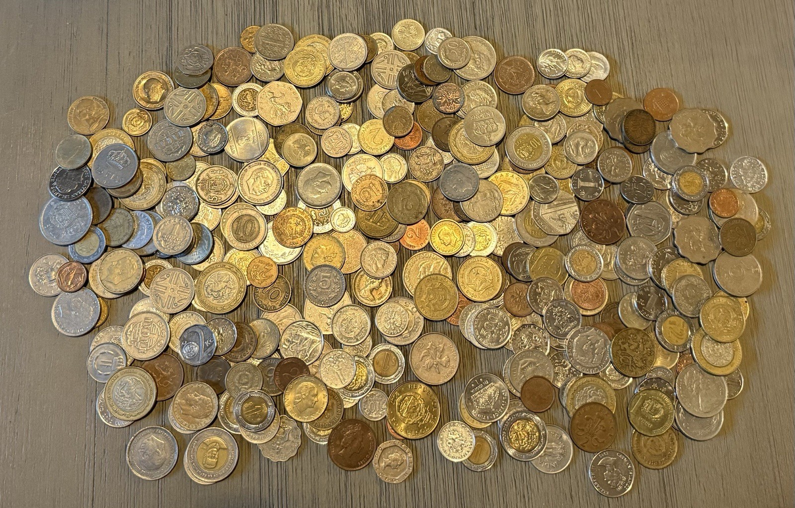 Foreign Coins. From Numerous Travels. Weighs 3 Pounds 6 Ounces.