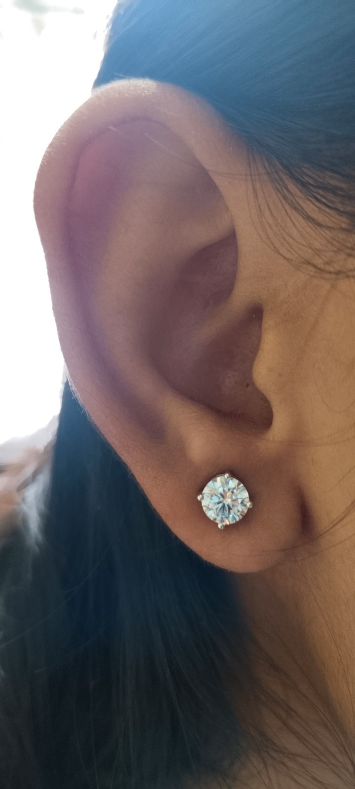GIA 2.00Ct Round Cut Natural Diamond Stud Earrings In 14K White Gold Pair GIA 2.00Ct Round Cut Natural Diamond Stud Earrings In 14K White Gold Pair