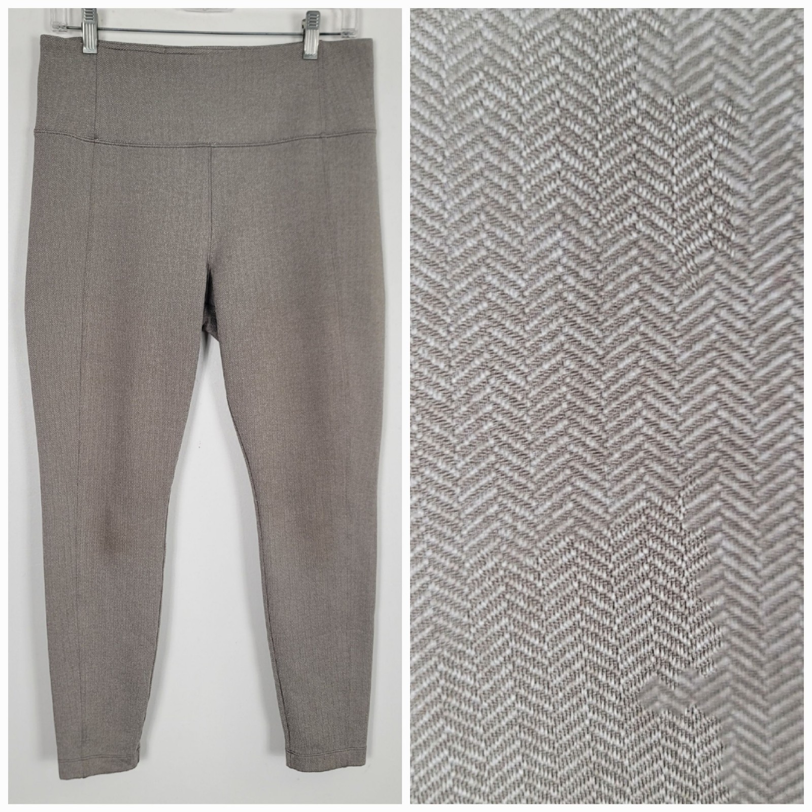 Athleta Delancey Herringbone Tight Leggings Size Medium Workwear Office Khaki