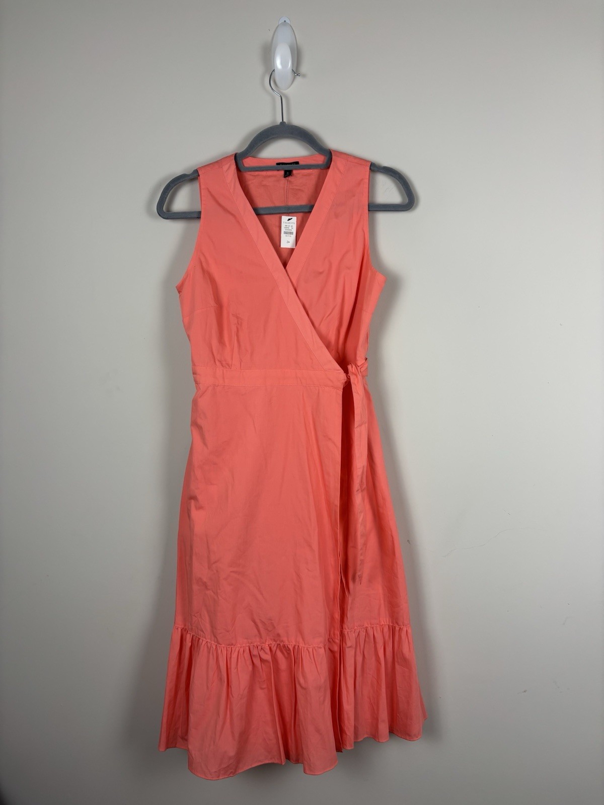 Nwt Talbots Sleeveless Ruffle Wrap Midi Dress Size 2P Orange V-Neck Cotton Nwt Talbots Sleeveless Ruffle Wrap Midi Dress Size 2P Orange V-Neck Cotton