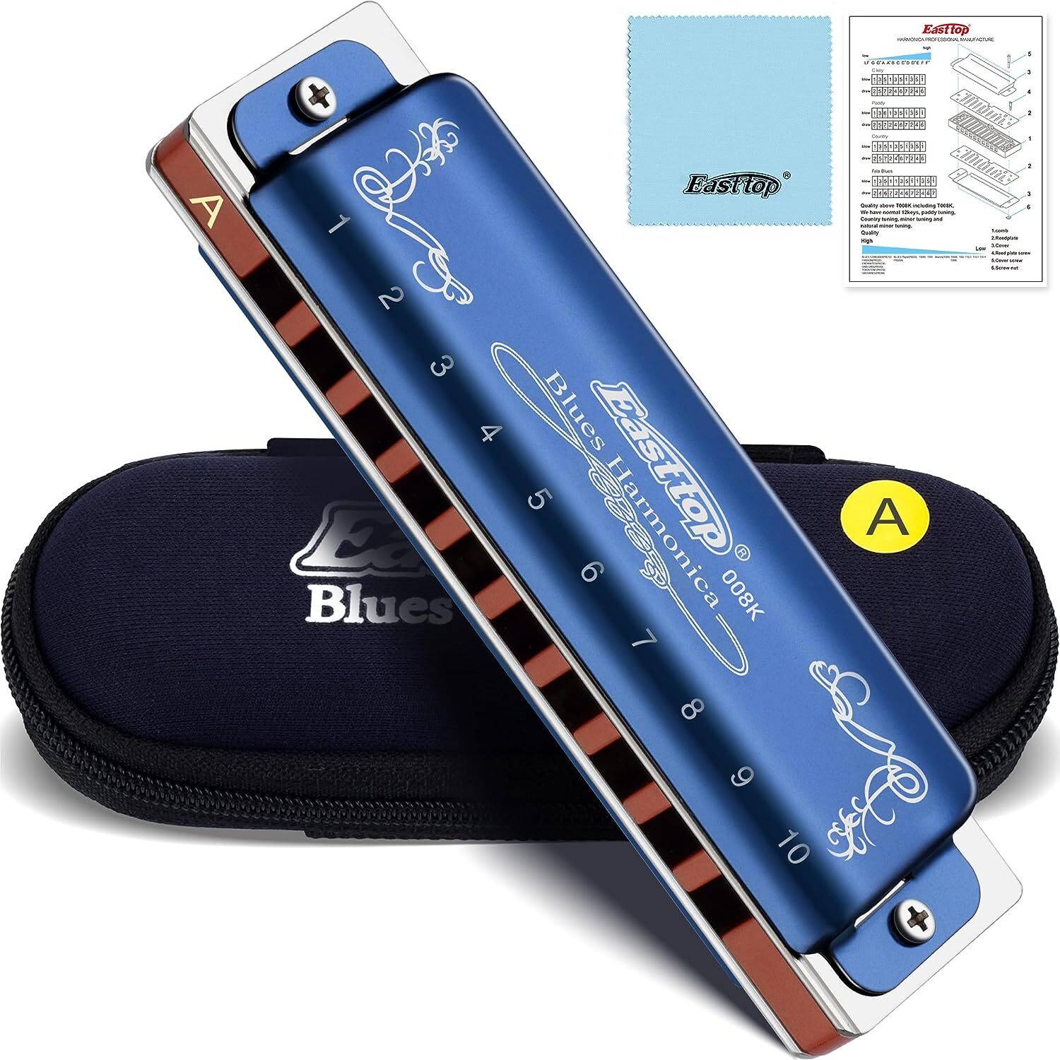 EASTTOP T008K 10Hole Blues Harmonica Diatonic Blue Harmonica Mouth Organ Gift US EASTTOP T008K 10Hole Blues Harmonica Diatonic Blue Harmonica Mouth Organ Gift US