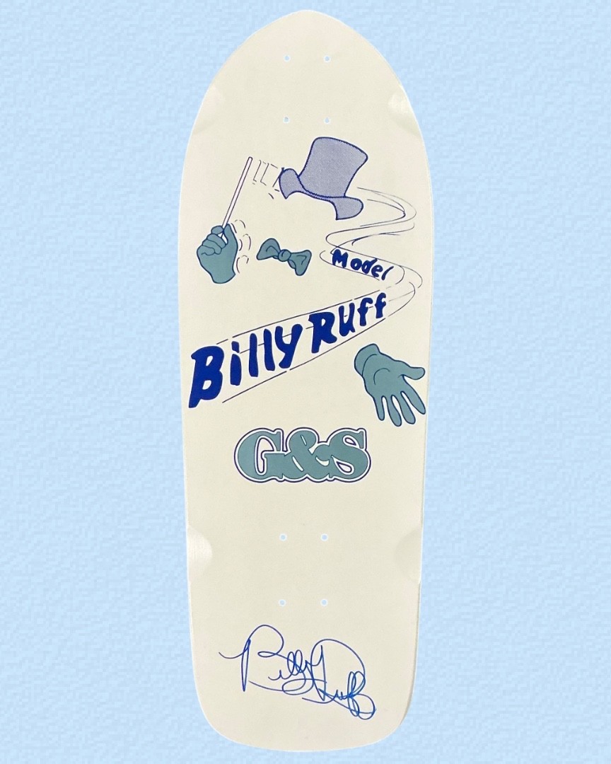 RARE SIGNED Billy Ruff G&S Skateboard Deck Invisible Magician Reissue White 10.0