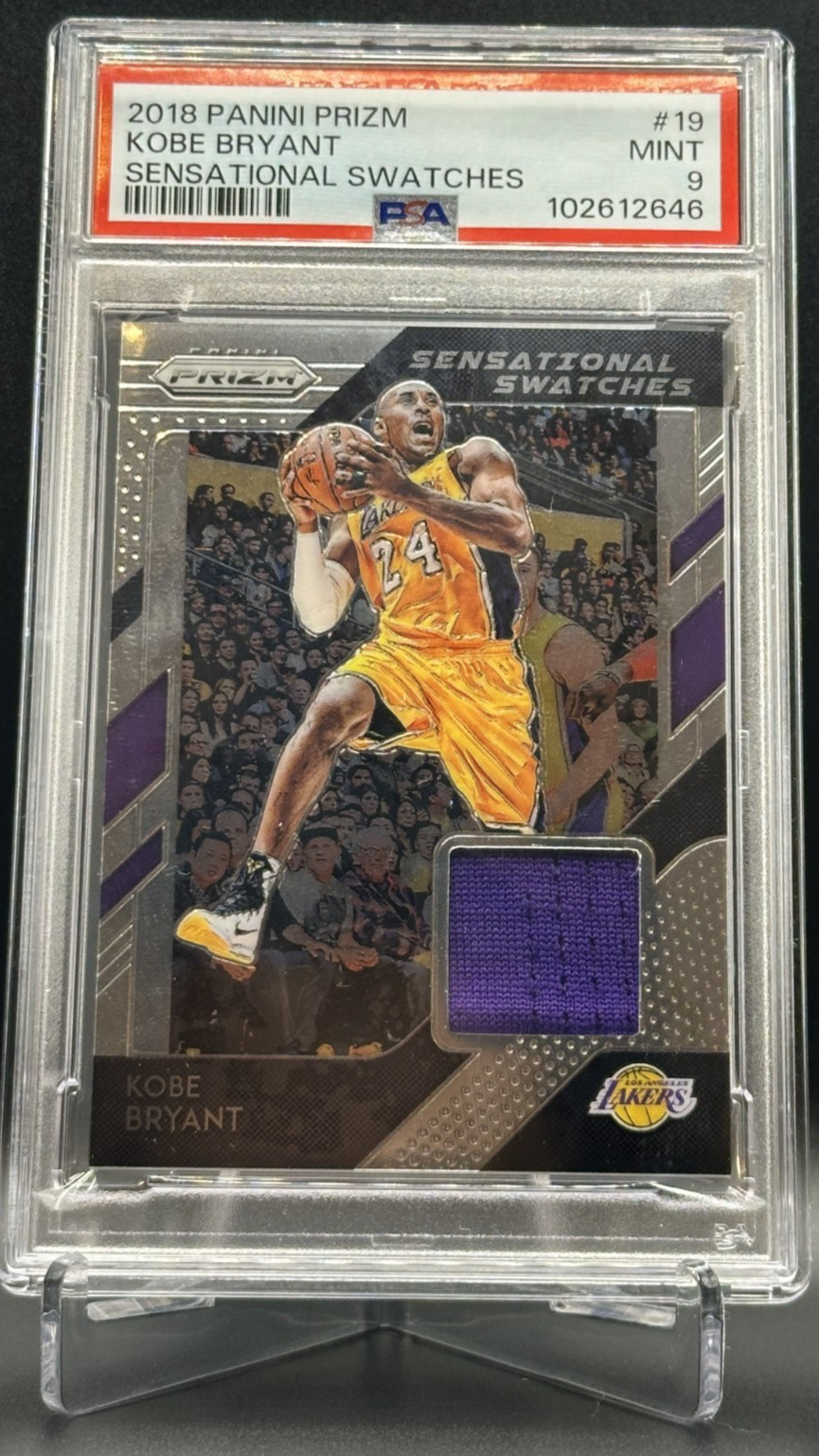 2018 Prizm Kobe Bryant GAME USED Jersey/Patch SENSATIONAL SWATCHES PSA 9 MINT