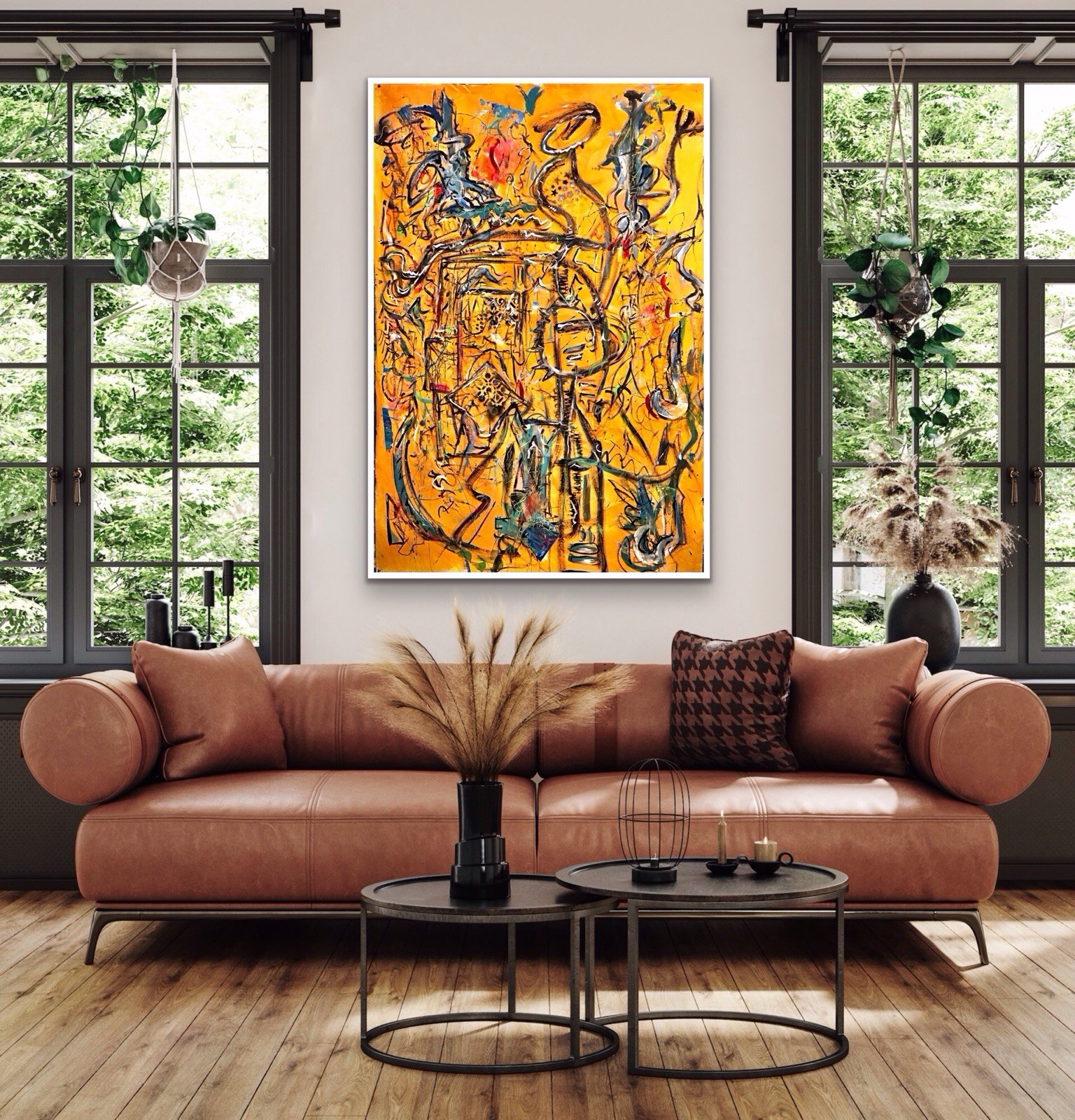 NEW ABSTRACT ART ON CANVAS Original Acrylic Painting  BRIGHT SIGNED 62x42