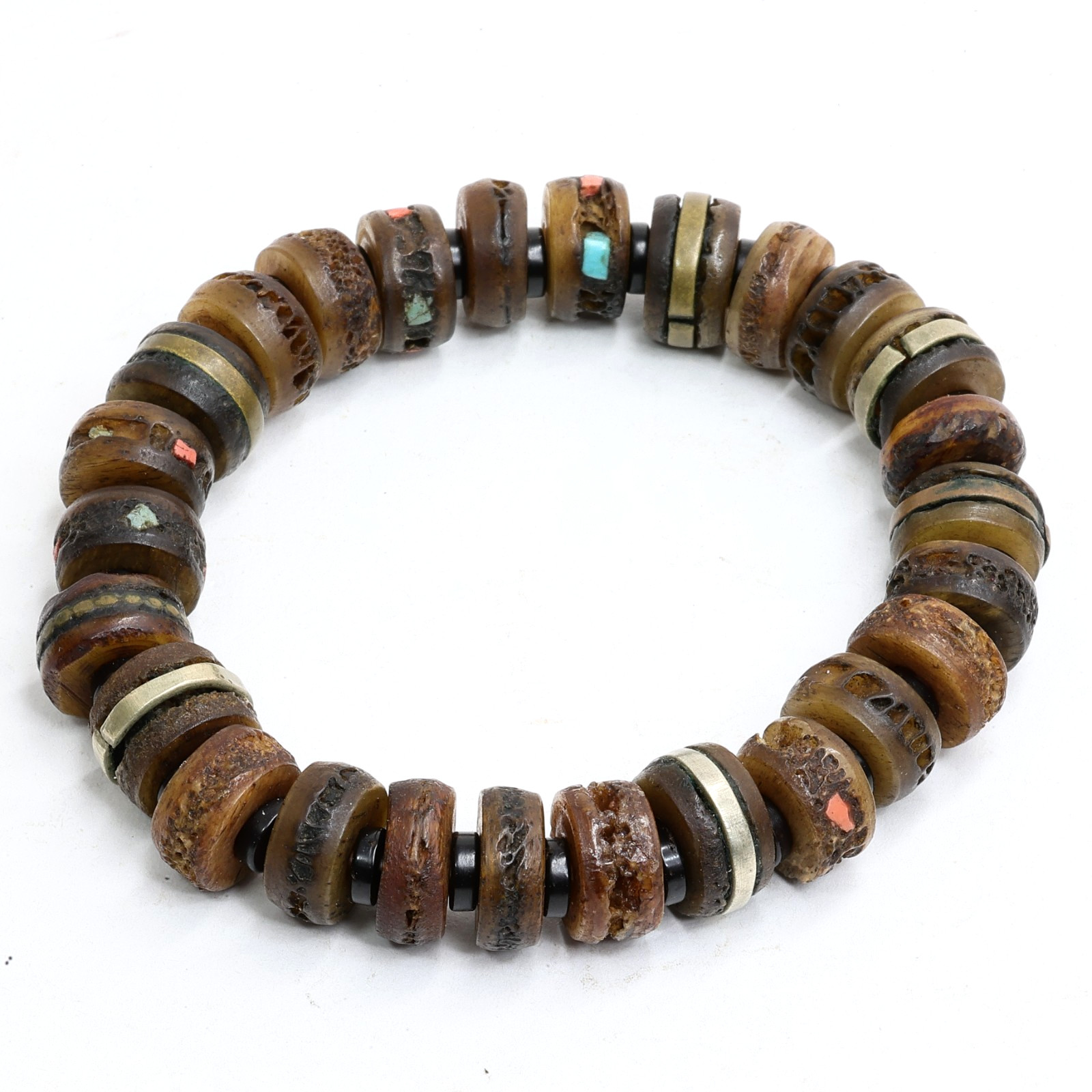 Old Tibetan  Himalayan KAPALA Bracelet Dzi Beads